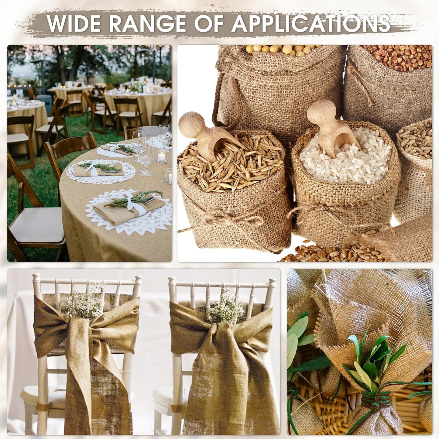 Burlap Fabric - Garden Burlap Fabric Roll Natural Jute Outdoor Fabric Burlap Weed Barrier Trees Trunk Wrap for Crafts Farmhouse Gardening Table Decor for Crafts (19.7" x 5 Feet)