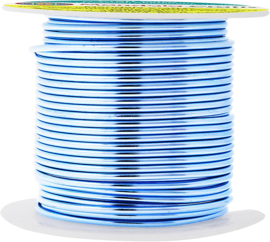 Mandala Crafts 14 Gauge Anodized Aluminum Craft Wire for Jewelry Making - 60 FT Colored Flexible Ice Blue Wire - Bendable for Bonsai Armature Crafting Sculpting
