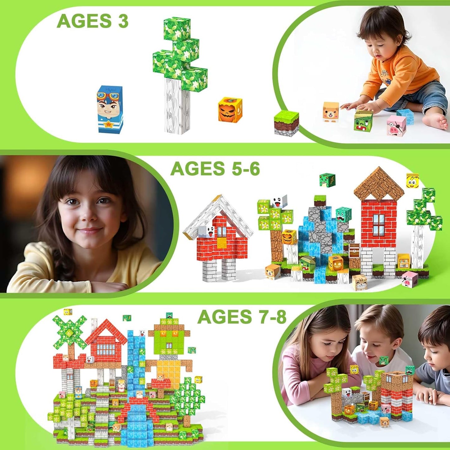 Magnetic Blocks 100 PCS Magnetic Building Blocks, 3+ STEM Montessori Sensory Toys, Magnetic Cube for for 3 4 5 6 7 8 9 10 11 12 8-12 Years Old Boys & Girls Birthday Gifts