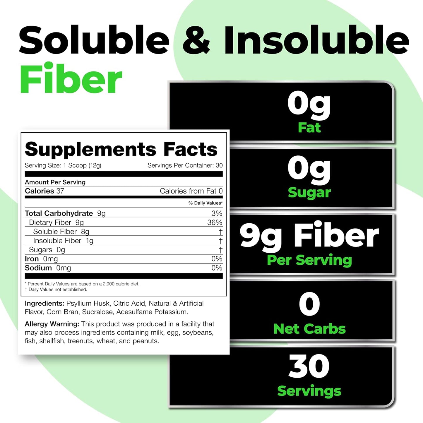 Species Nutrition Fiberlyze Fiber Supplement, Psyllium Based Soluble & Insoluble Fiber Powder for Healthy Colon, Digestive Functions (Mango, 30 Servings)