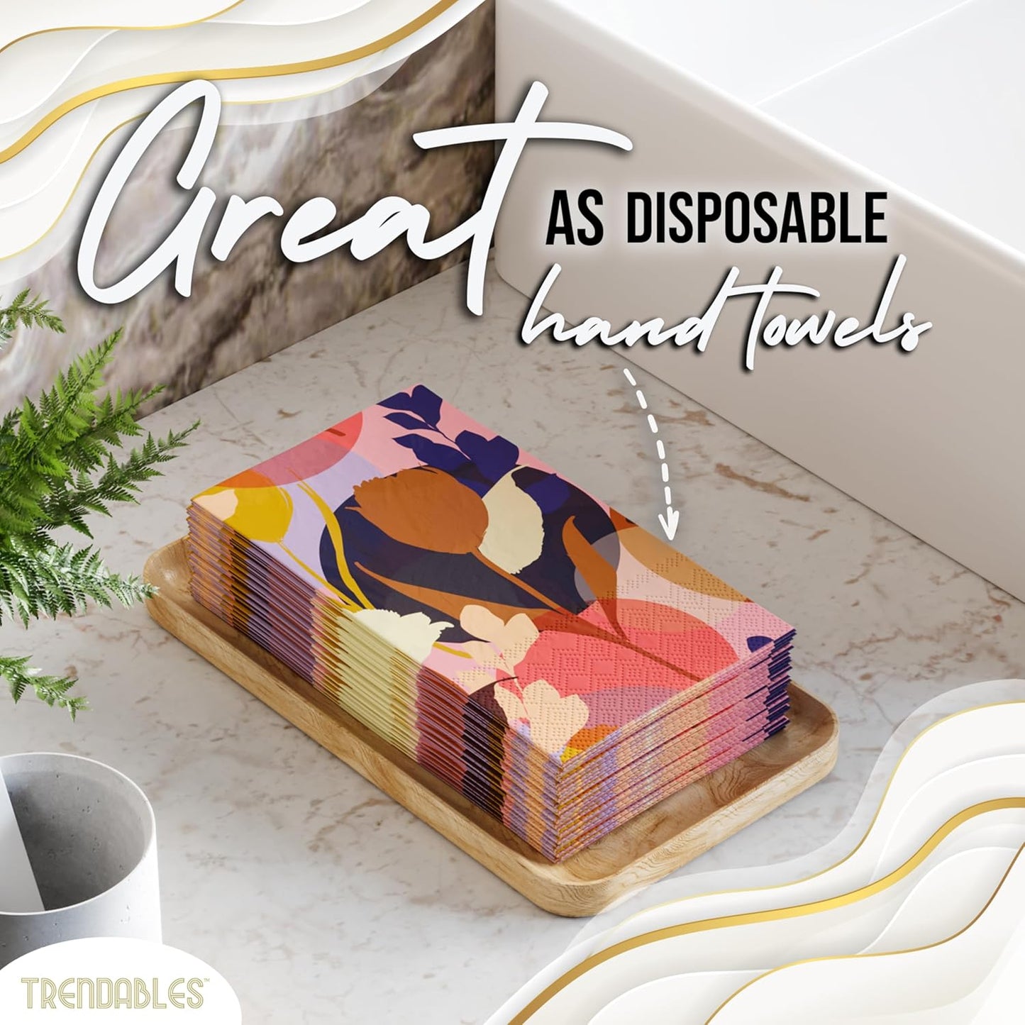 Trendables Floral Napkins for decoupage 200 Pcs 3 Ply floral paper napkins decorative Guest Towels Disposable Bathroom, Flower Design For Tea Party Decorations, Dinners & Weddings
