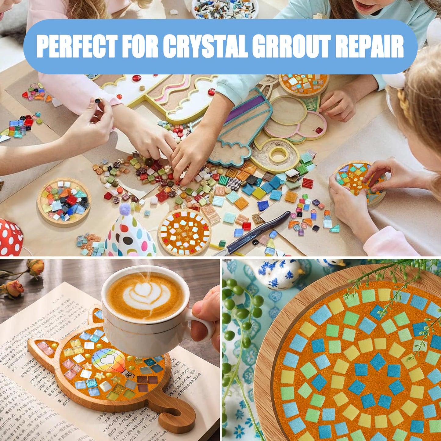 Mosaic Crystal Grout, Mosaics Tile Tools, Mosaic Tile Accessories – Essential for Handmade Grouting and Perfect for DIY Craft Projects (Orange, 4.5oz)