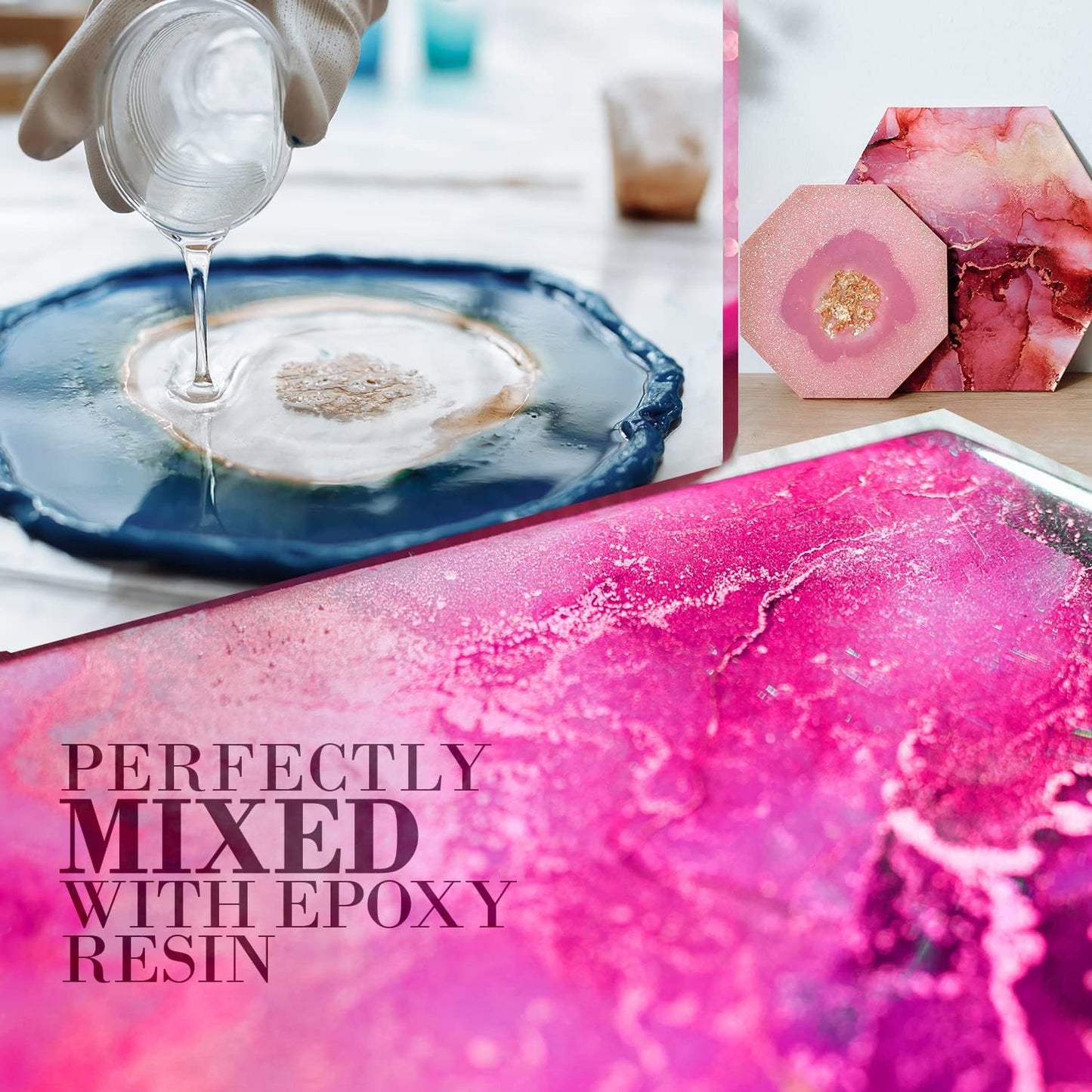 Hot Pink Mica Powder for Epoxy Resin 56g / 2oz. Jar - Techarooz 2 Tone Resin Dye Color Pigment Powder for Lip Gloss, Nails, Colorant for Slime Bath Bombs Soap Making & Polymer Clay