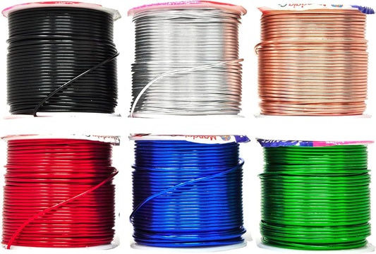 Mandala Crafts 16 Gauge Anodized Aluminum Craft Wire for Jewelry Making – 390 FT Colored Flexible Silver Copper True Blue Black Red Kelly Green Wire - Bendable for Bonsai Armature Crafting Sculpting