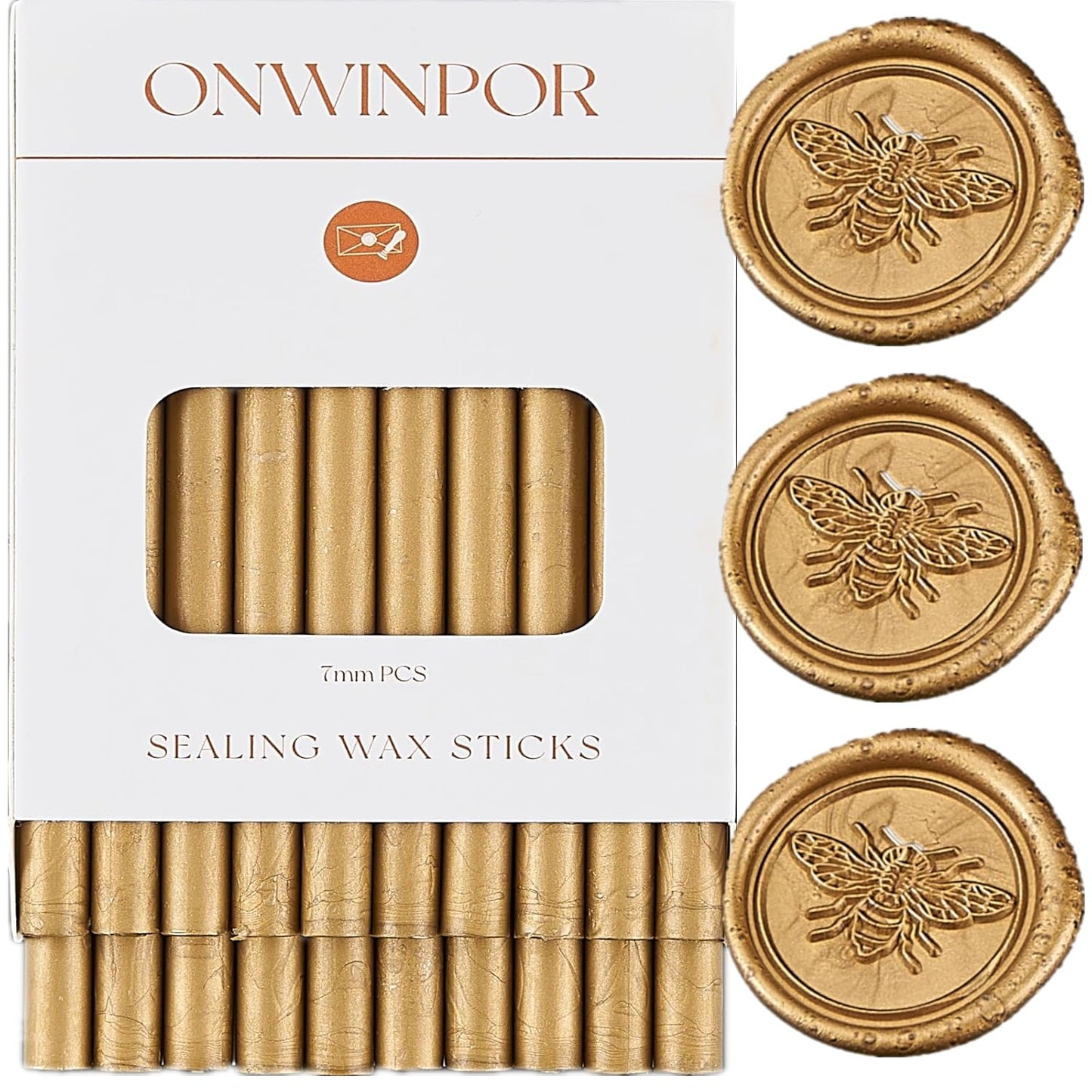 Copper Wax Seal Sticks, ONWINPOR 20pcs Glue Gun Wax Sealing Sticks for Wax Seal Stamp, Mini Bronze Gold Sealing Wax Sticks Suit for 0.28'' Glue Gun (Copper Gold)