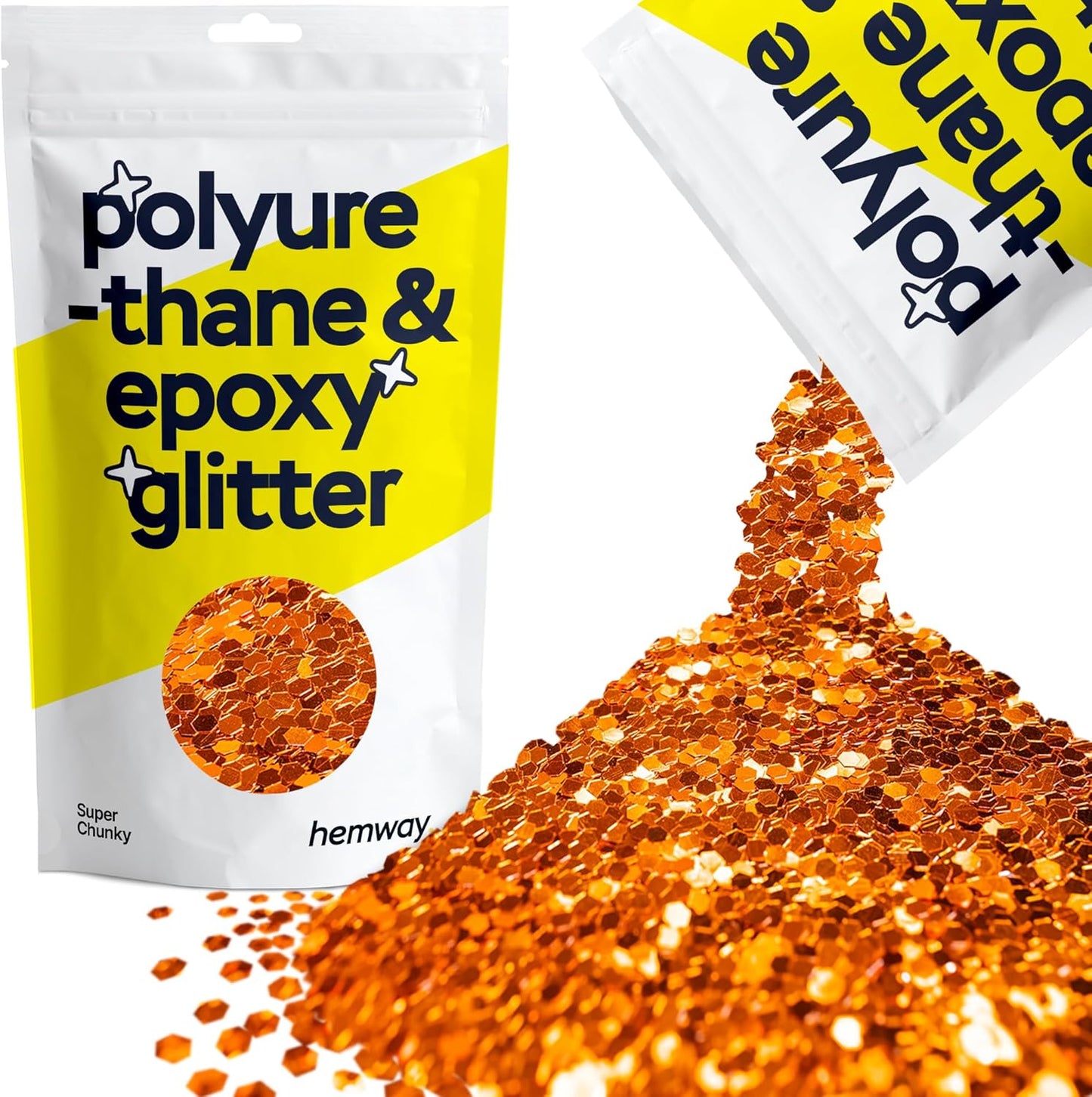 Hemway Glitter for Resin 100g Copper Metallic Crystals for Epoxy Craft Super Chunky Flakes Tumblers Wax Melt
