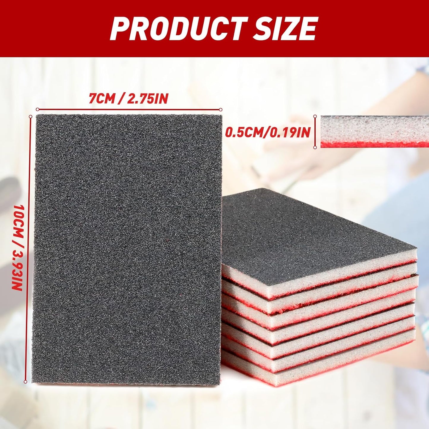 24 Pcs Sanding Sponge 500-600 Grit, Washable & Reusable Sanding Blocks for Wood, Metal, Drywall, Glazing, Wet Dry Sandpaper for Smooth Finishing
