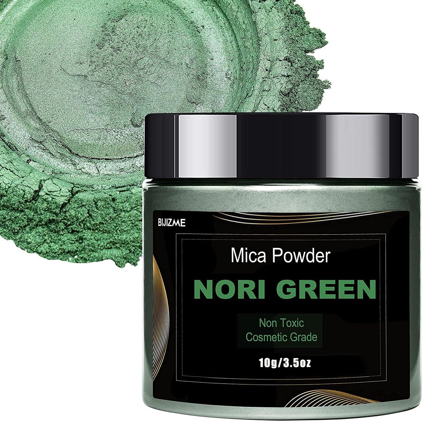 Nori Green Mica Powder(100g) Big Bottle Pigment Powder Multipurpose DIY Arts and Crafts Additive, Woodworking, Epoxy, Resin, Natural Bath Bombs, Paint, Soap,Nail Polish, Lip Gloss(Nori Green, 3.5oz)