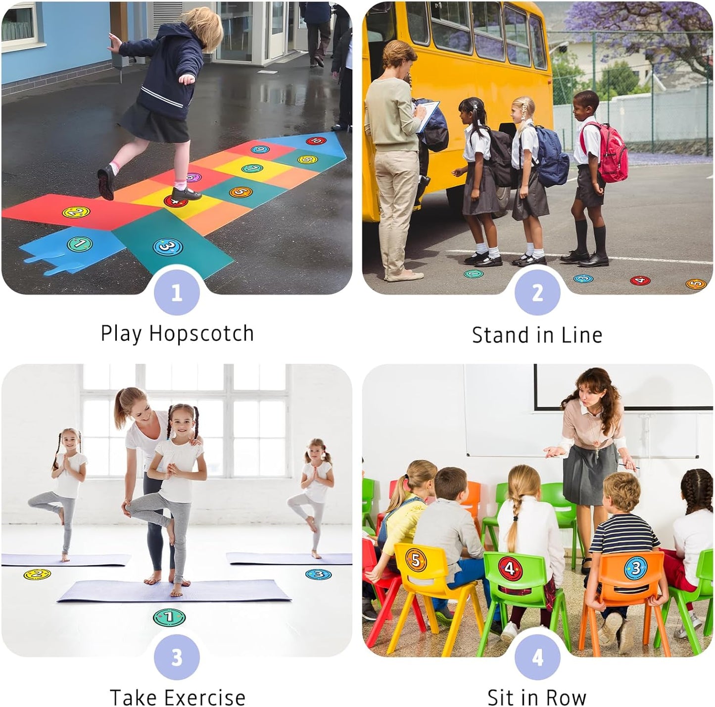 40PCS Line Up Spots for Classroom Floor, 4” Floor Numbers Stickers for Back to School Kindergarten Preschool Elementary Supplies