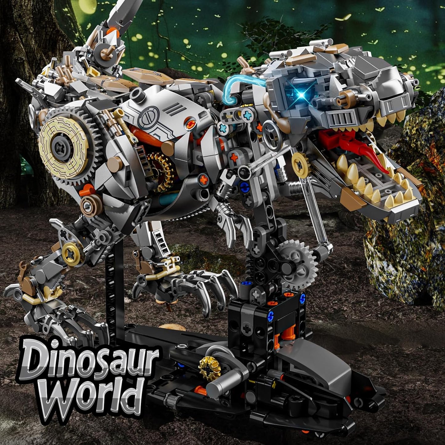 Mechanical Tyrannosaurus Rex Building Set with Light, Dinosaur Building Blocks Toy for Adults, Movable Dinosaur Animal with Display Stand, STEM Gift for Girls Boys Teens Age 12+ (1268 PCS)