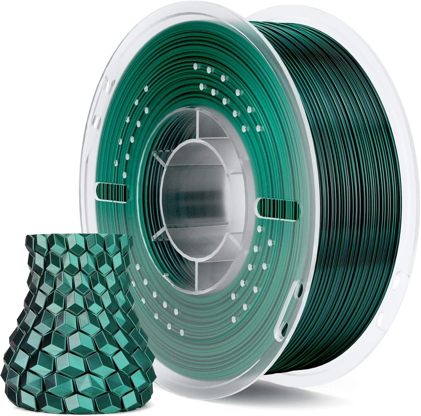 ELEGOO Silk PLA Filament 1.75mm Dual Color Black Green 1KG, Shiny 3D Printer Filament Dimensional Accuracy +/- 0.05mm, 1kg Spool(2.2lbs) Fits for Most FDM 3D Printers