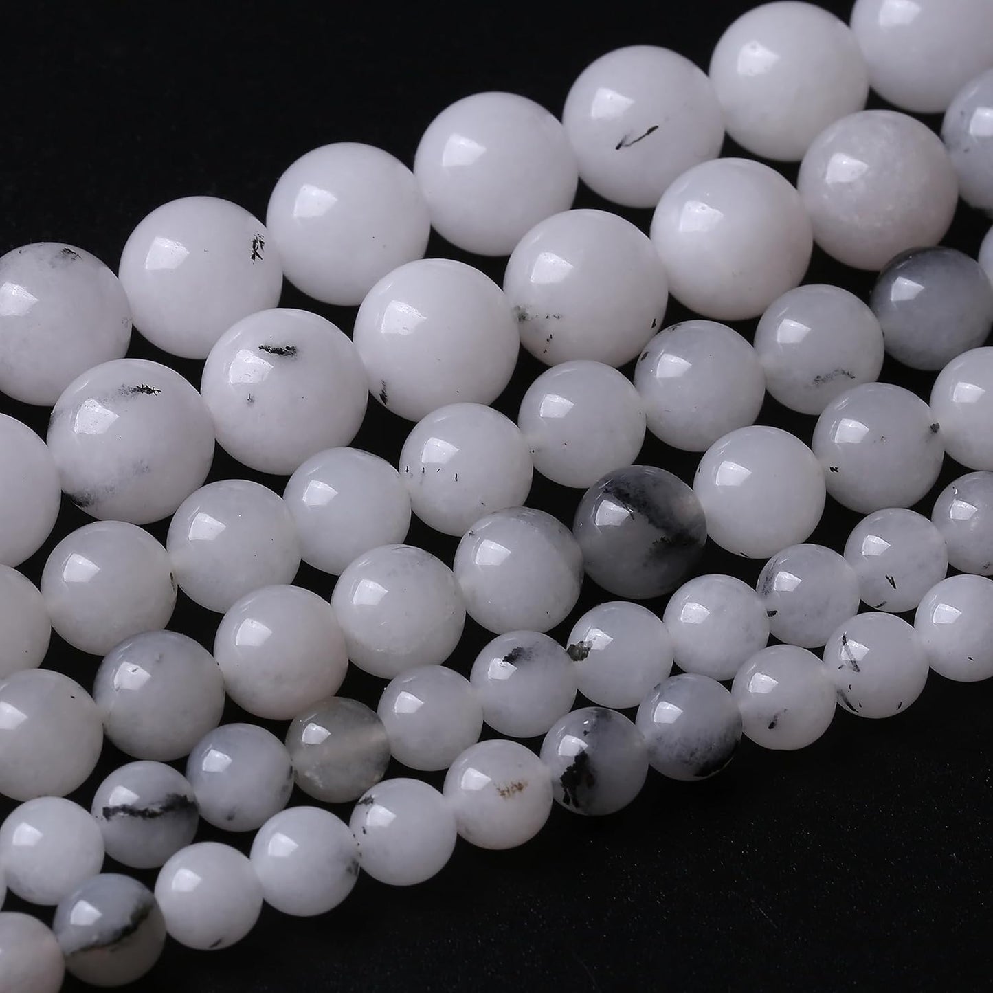 60PCS 6MM Black Rutilated Quartz Stone Beads Energy Healing Beads for DIY Jewelry Bracelet Necklace Making for Jewelry Making 15Inch