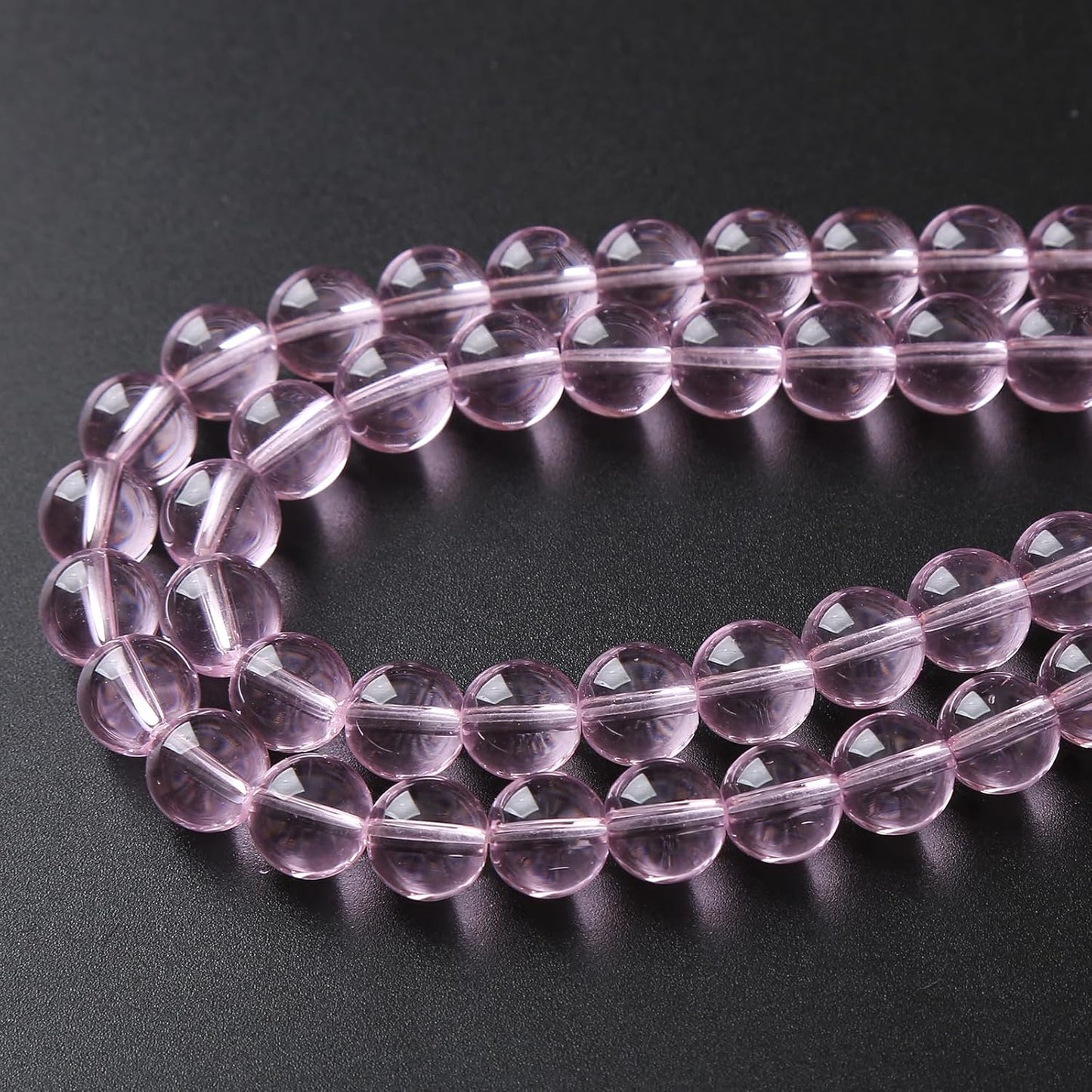 10mm 38pcs Smooth Rose Pink Glass Beads Quartz Crystal Round Loose Beads for Jewelry Making DIY Bracelet Necklace