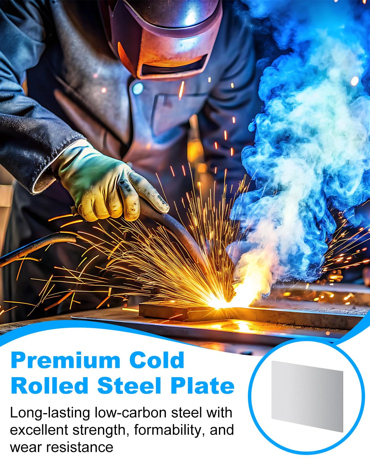 2 Pcs 16 Gauge Sheet Metal, 12" x 8" Cold Rolled Steel Plate Weldable Steel Sheet for Professional, Industrial, DIY Use