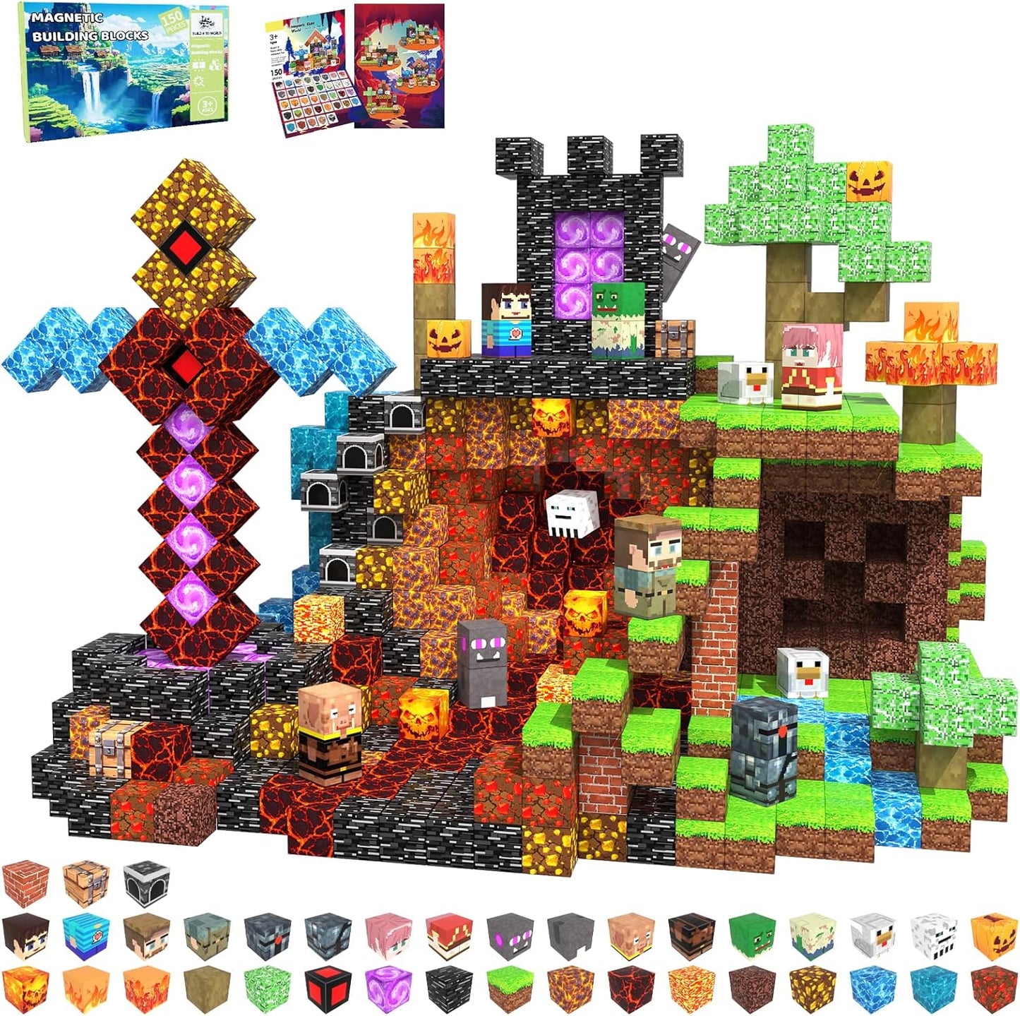 150 PCS Magnetic Building Blocks Toys for Kids, Stacking Magnetic Tiles Toys for Kids Toddlers Boys Girls Ages 3 4 5 6 7 8-12 Gifts