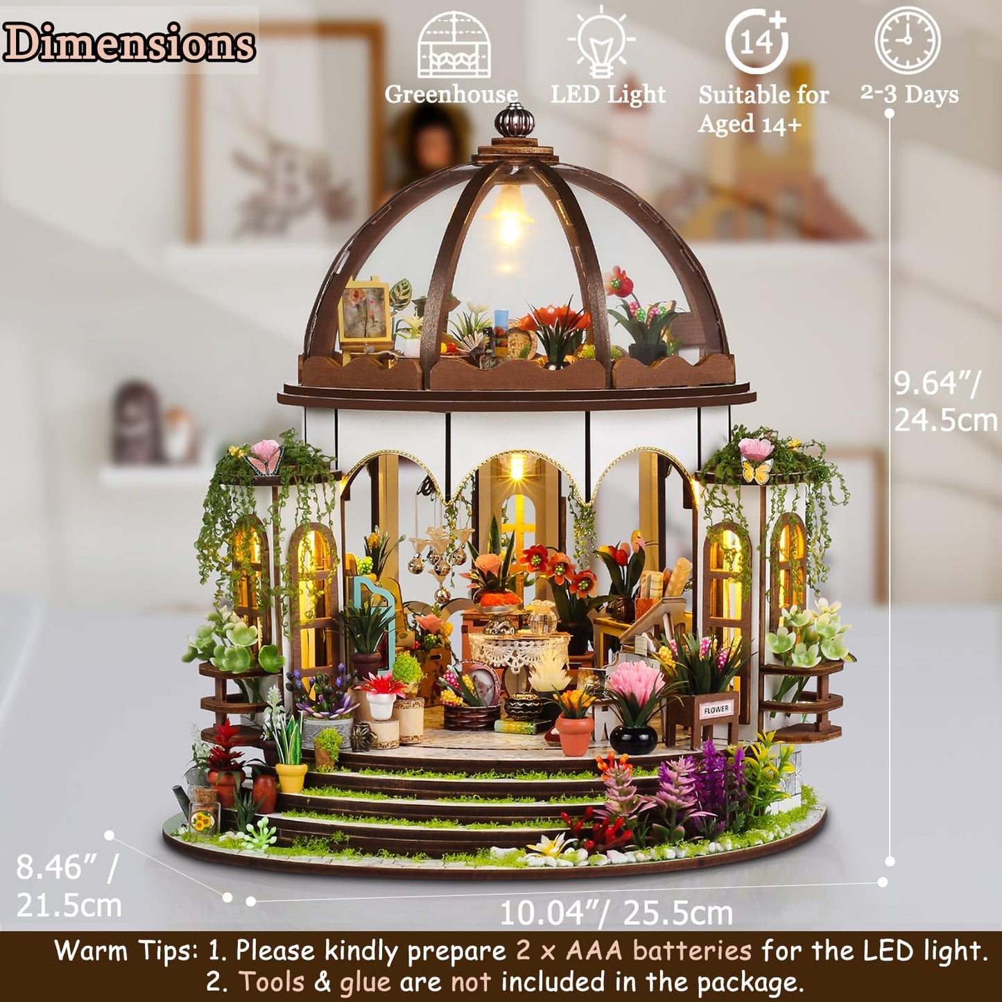 TuKIIE DIY Miniature Dollhouse Kit with Furniture, 1:24 Scale Creative Room Mini Greenhouse Wooden Doll House for Kids Teens Adults(Hanging Garden)