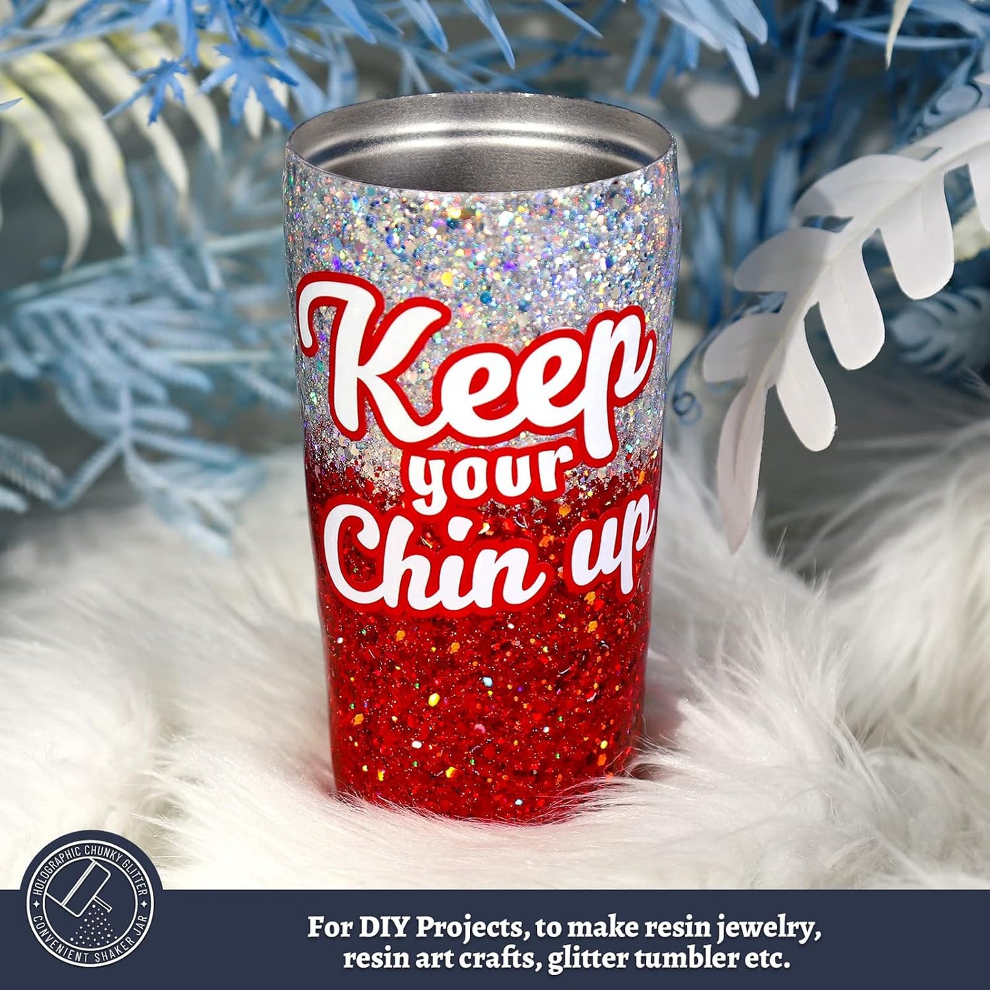 LEOBRO Red Glitter, 160g/5.64oz Holographic Chunky Glitter for Crafts, Resin, Nail Body, Tumblers, Party Decorations