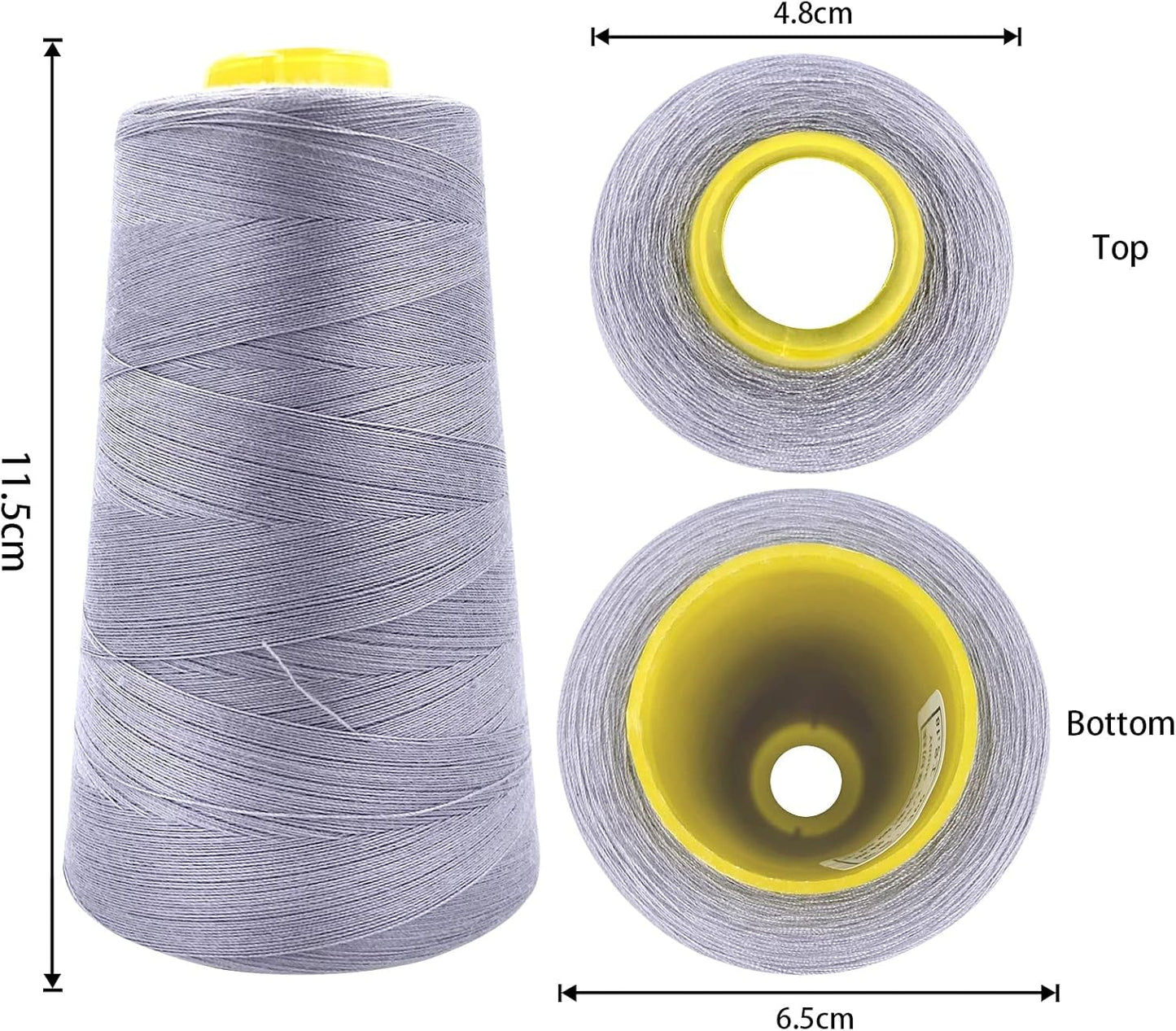 Tortoise 4 Cones of 3000 Yards Each Spool Thread for All Purpose, Serger, Overlock, Quilting, Sewing Machine - 40S/2 Gray 100% Polyester
