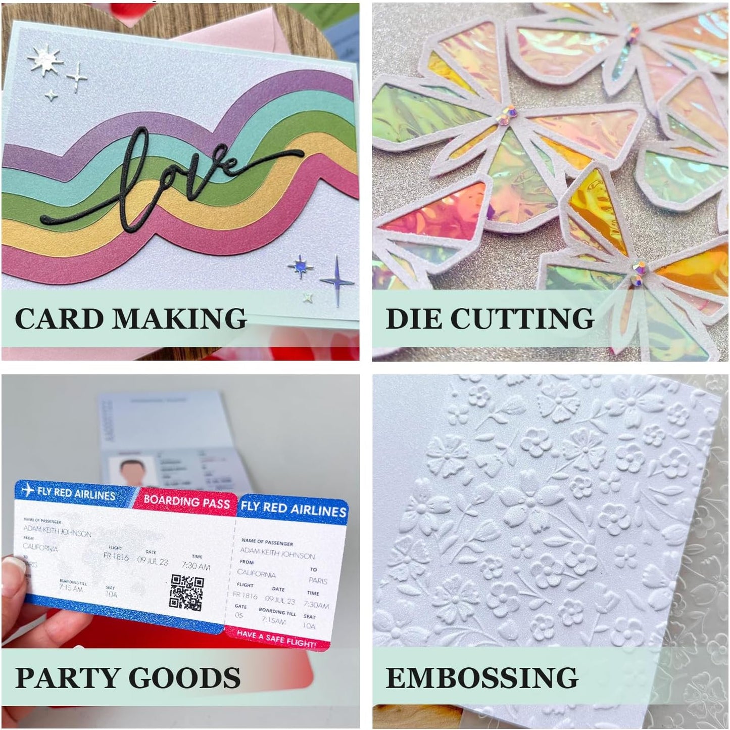 Cardstock Warehouse Diamond Print Inkjet Glitter - Premium White Glitter Cardstock Paper – 10 Sheets, 12 x 12" - 104 lb/280 GSM for Inkjet Printing, Die-Cutting, Card Making, Crafts, and DIY Projects