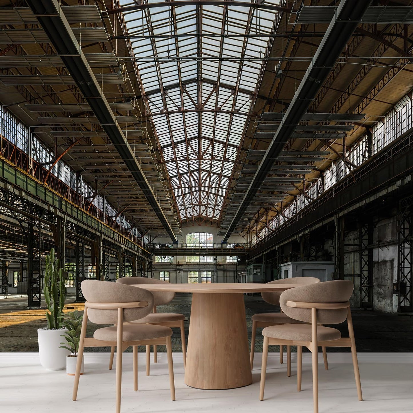 wall26 Wall Sticker/Wall Mural Industrial Interior of an Old Factory Building, Not Peel and Stick, Non-Woven Wallpaper Decorative for Bedroom, Living Room,Office - 132x120 inches
