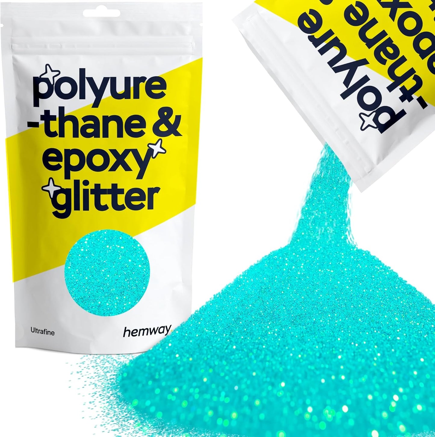 Hemway Polyurethane & Epoxy Resin Glitter 100g / 3.5oz Metallic Crystal Flake Additive for Flooring Jewelry Tumblers Glass Pigment - Ultrafine (1/128" 0.008" 0.2mm) - Fluorescent Blue