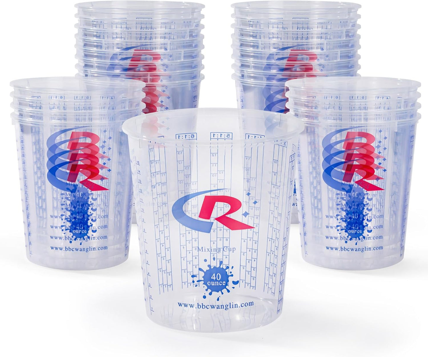 Paint Mixing Cup 40 Ounce, Accurate Measurements in Ratios and OZ. and ML, 12PCS Plastic Graduated Measuring Cups for Paint, Resin, Epoxy, Acrylic, Pigments, Art