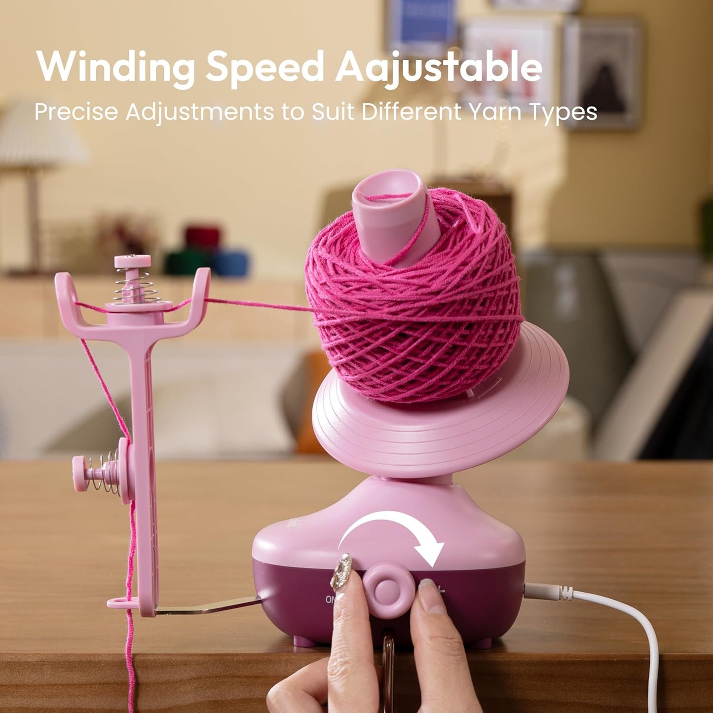 Etcokei Yarn Winder Crochet Kit, Electric Ball Winder for Knitting, Automatic Yarn Spinner with Crochet Hook Set, Crochet Accessories and Supplies, Ideal Helper for Knitting Lovers(Purple)