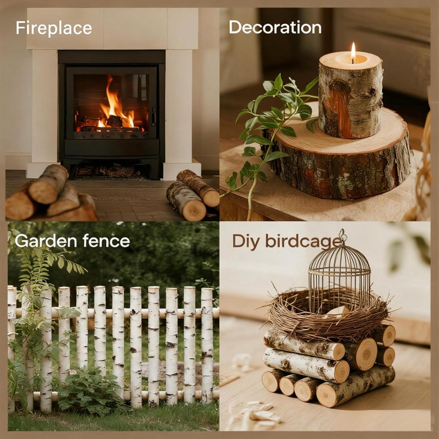 6-Pack White Birch Logs for Fireplace - Birch Tree Logs for Decoration, Decorative Firewood for Faux Mantel, Indoor Decor, DIY Crafts, and Planter Decoration (2.4"-3.2" Dia. x 16" Long)
