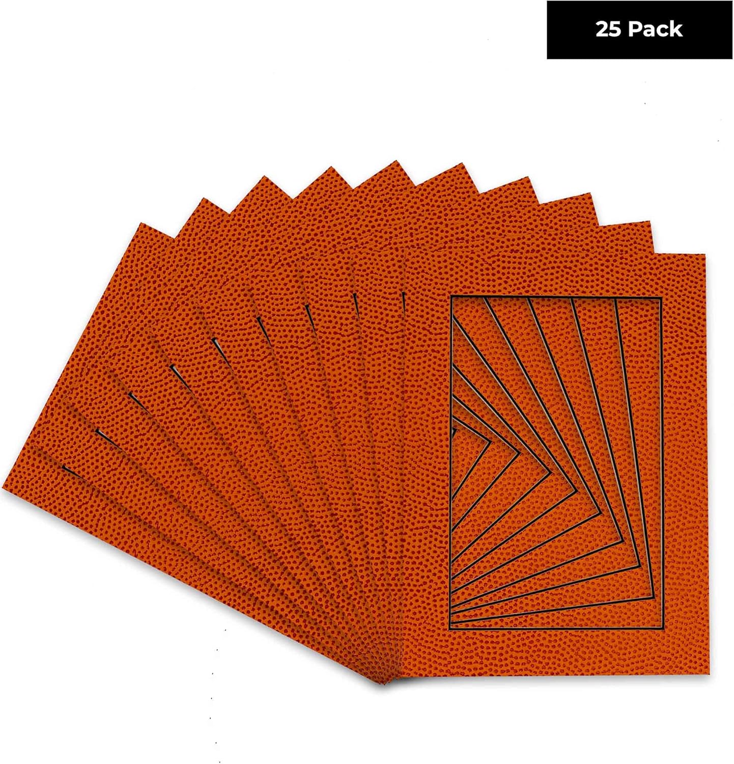 Pack of 25 Acid Free 8x10 Mats Bevel Cut for 5x8 Photos - Basketball Texture Precut Matboards With Backing Boards and Clear Photo Mat Bags For Pictures, Photos, Framing - 4-ply Thickness