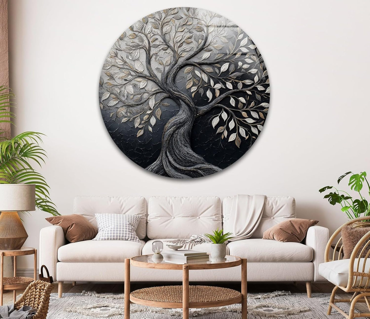 My Photostation.com 24''(60cm) Diameter Twilight Tree of Life Round Glass Wall Art Tempered Glass Printing Wall Decor Large Wall Art Wall Hangings