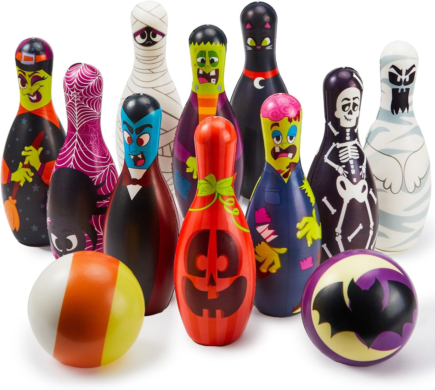 JOYIN Halloween Foam Bowling Set for Kids Toys Party Supplies, Get-Together Party, Game Day Events, Indoor Outdoor Toy Game with 10 Pins & 2 Balls Fun Sports Games, Birthday Parties
