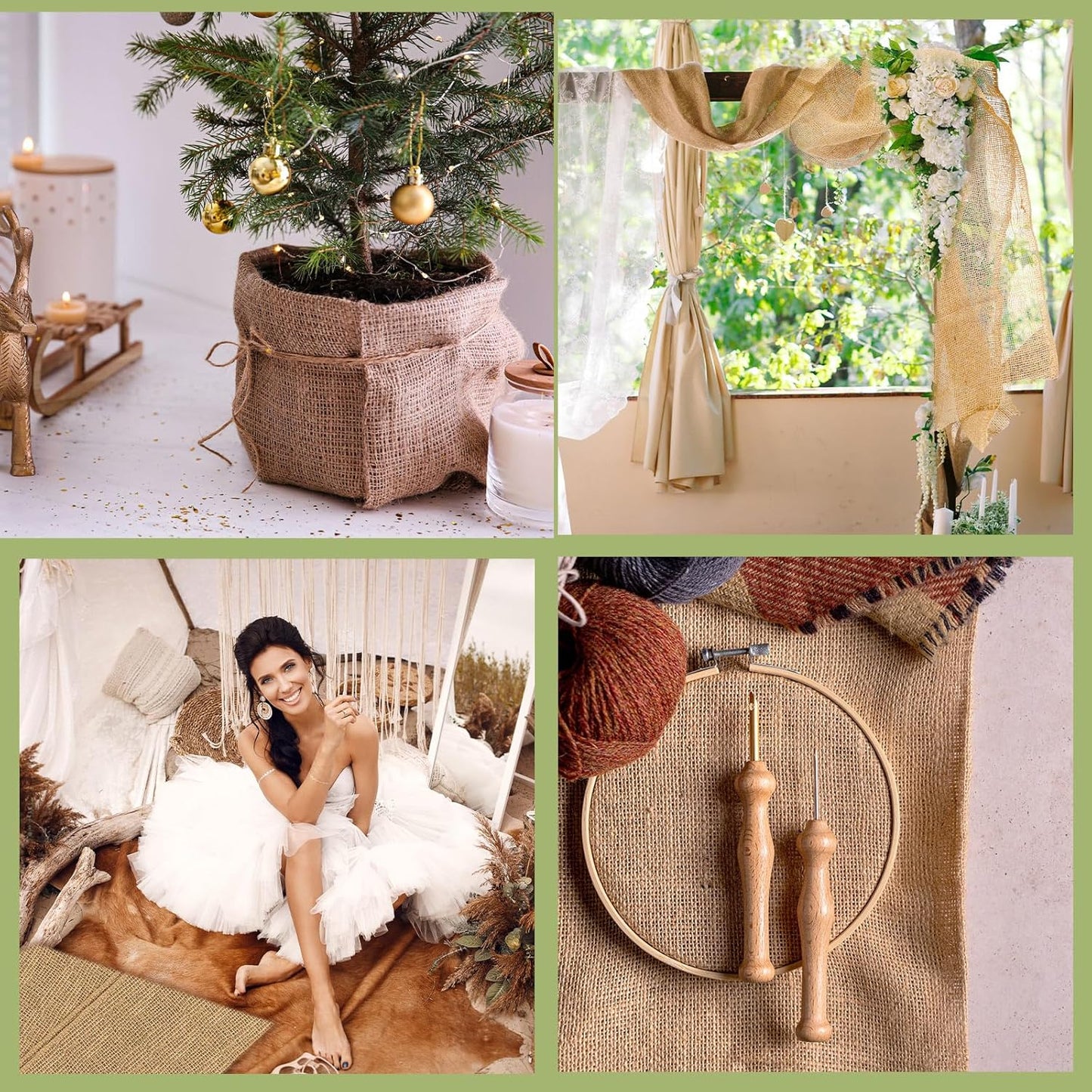 Buryeah Burlap Fabrics Roll Natural Jute Burlap Tree Wraps Protector Winter Frost Plant Blankets Cloth Weed Barrier Fabric Garden Plants for Winter Outdoor Trees Shrubs Party (60 Inch X 200 ft)