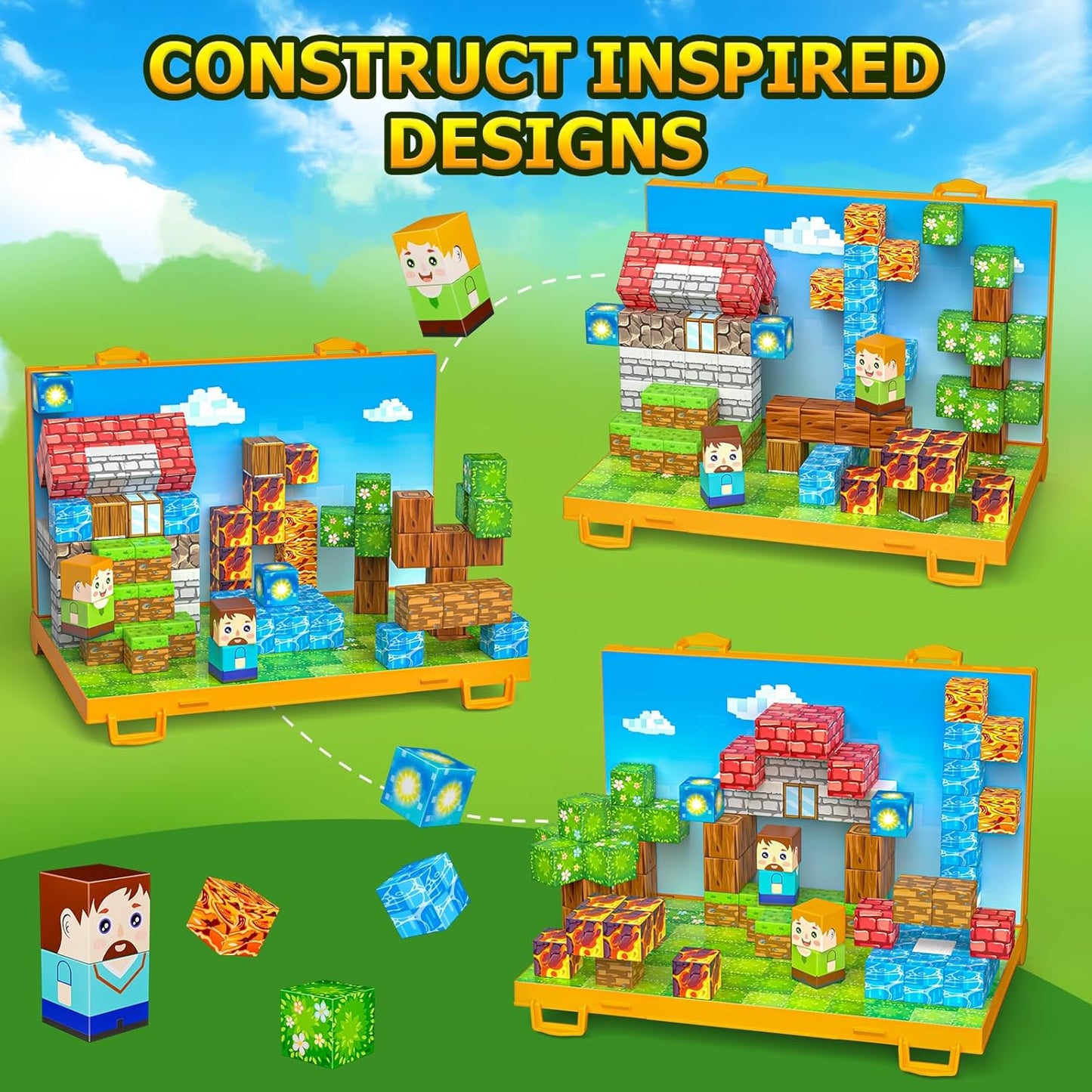 Magnetic Blocks, Magnetic Building Blocks,STEM Constructions Magnet Blocks for Kids, Boys and Girls Age 3+ Years Old, Building Toys Gifts for Kids 84PCS 1" Large Size