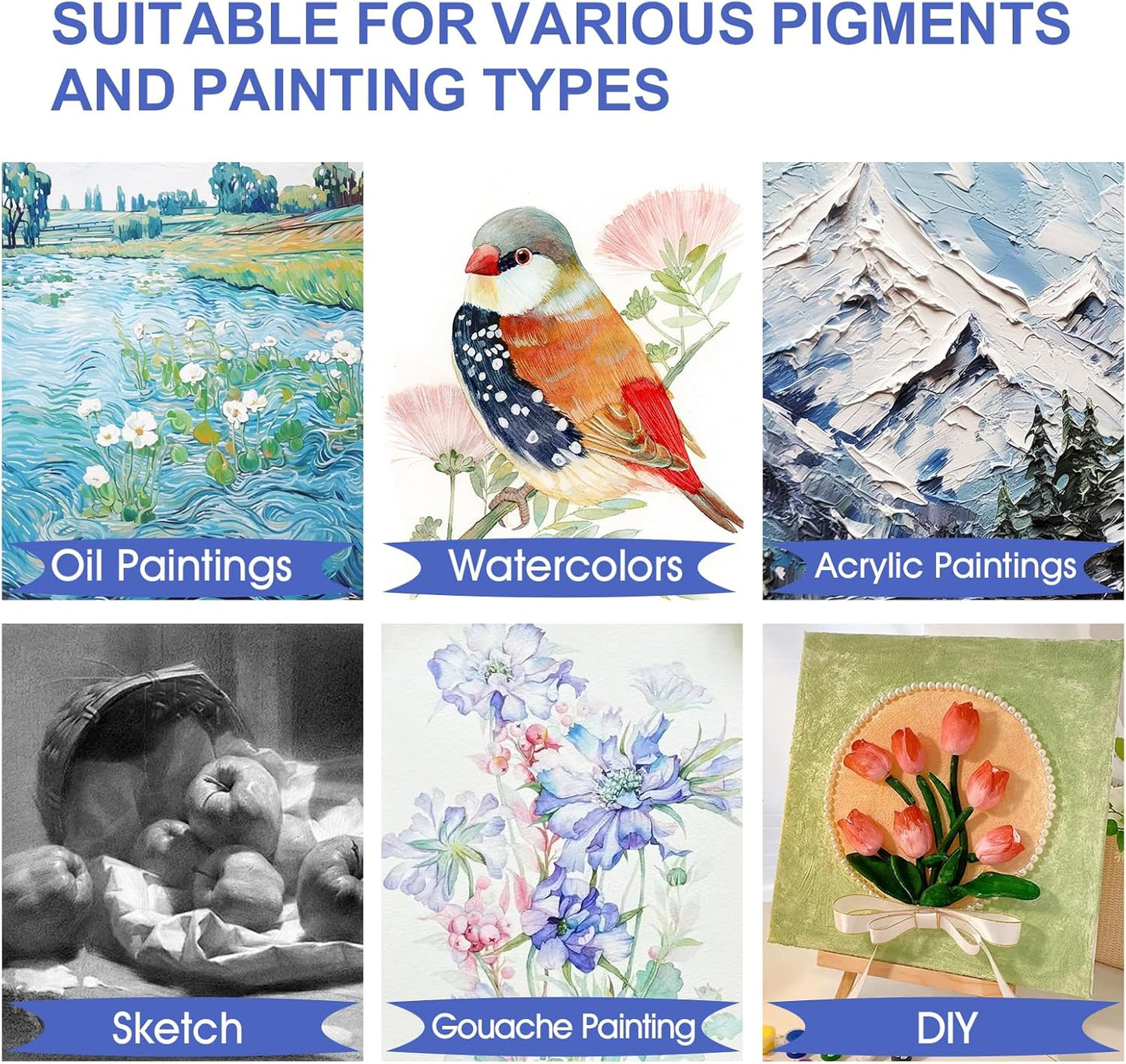FUMILE Stretched Canvas, Canvases for Painting Multi 5 Pack 3x5,5x7,8x10,9x12,11x14(1 of Each), Cotton Primed Acid Free Blank Canvases for Painting for Oil Paint, Acrylic Paint, Gouache and Tempera.