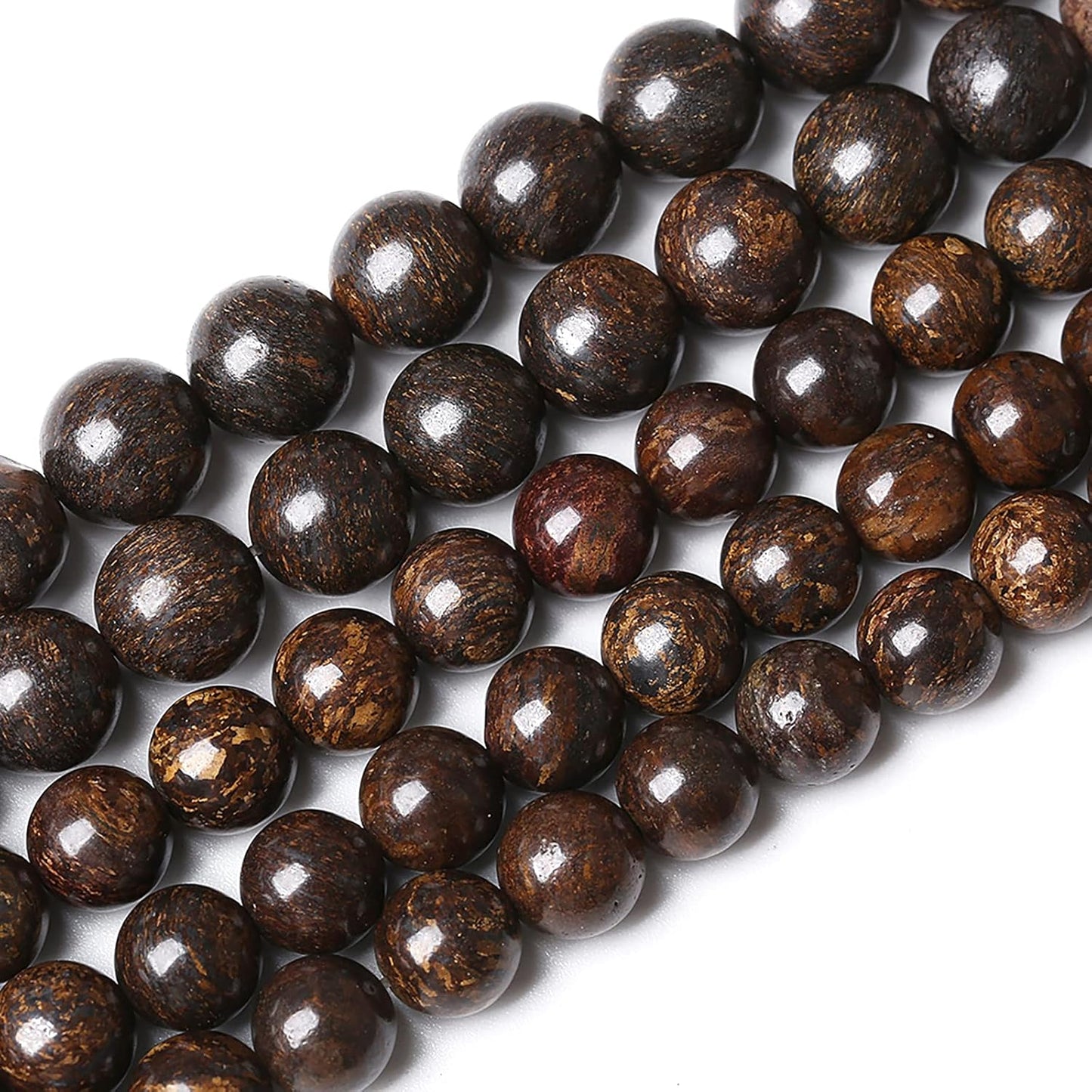 38pcs 10mm Natural Stone Beads Brown Bronzite Gemstone Round Loose Beads for Jewelry Making DIY Bracelet Necklace