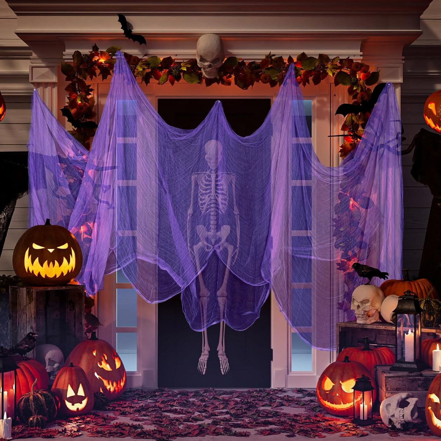 Boao Halloween Cheese cloth 85 x 197 Inch Purple Cheesecloth Roll for Crafts Large Cotton Muslin Gauze Fabric for Halloween Outdoor & Indoor Spooky Decoration