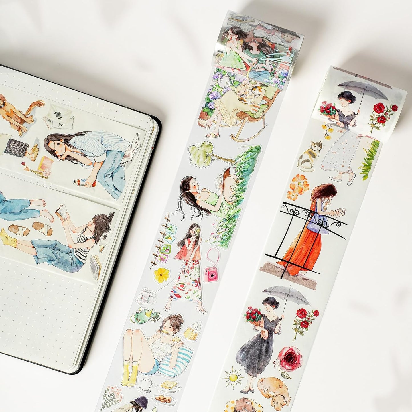 WT Pre-Cut Leisurely Days PET Tape Roll, Original Designs, Decorative Artist Tape for Bible Journaling, Bullet Journals, Scrapbooks, Planners & DIY Craft Supplies