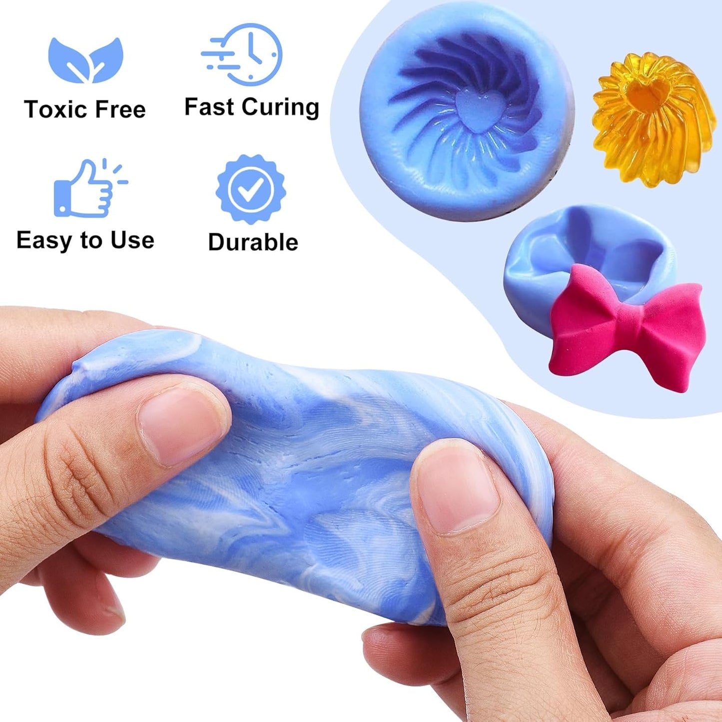 Silicone Putty - 2.5 Lb Flexible Silicone Mold Making Kit for Reusable Silicone Molds Making - Easy 1:1 Mixing Ratio Fast Cured Molding Putty for Casting, Resin Molds, Soap Mold, Candle Molds, Statues