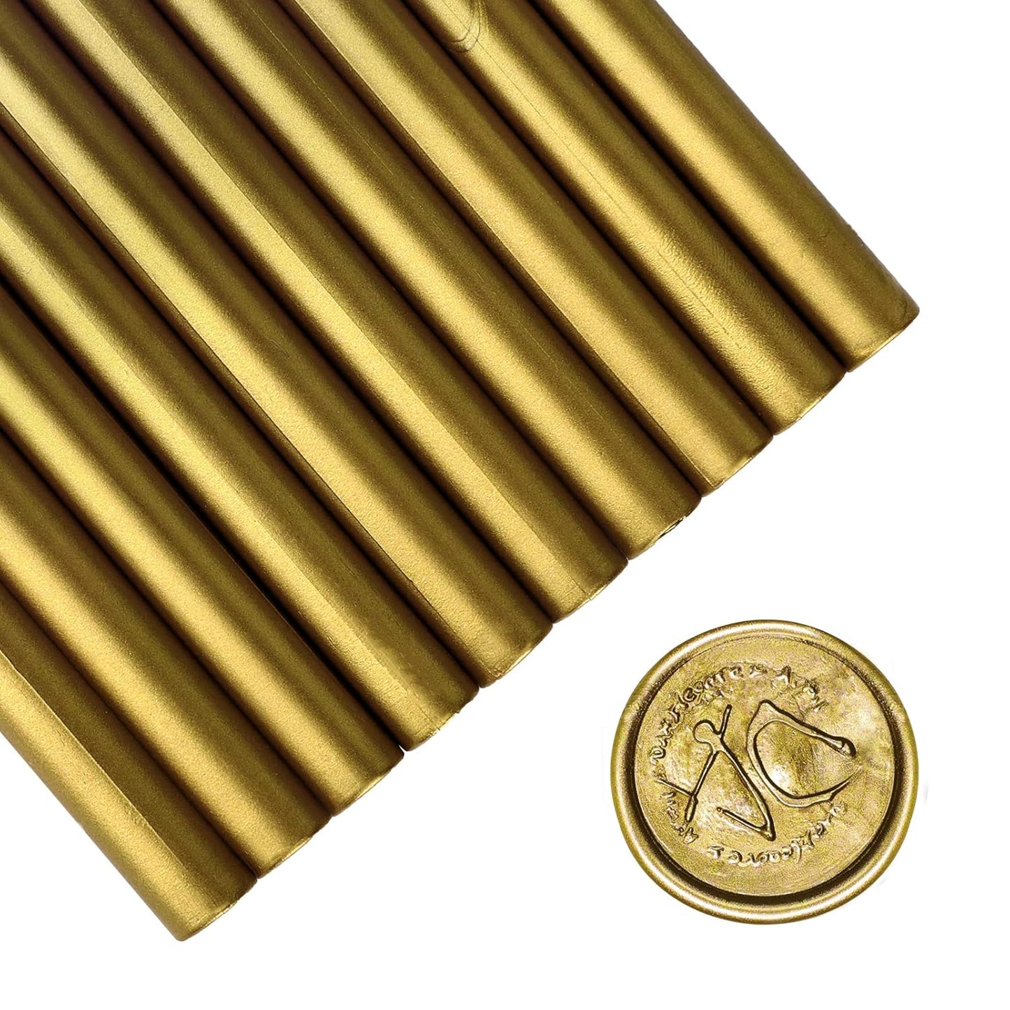 Gun Glue Sealing Wax Sticks for Wax Seal Stamp - Metallic Antique Gold, Great for Wedding Invitations, Cards Envelopes, Snail Mails, Wine Packages, Christmas Gift Ideas, Pack of 10