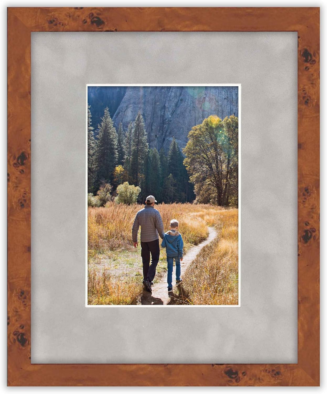 8x10 Mat Bevel Cut for 5x8 Photos - Acid Free Light Grey Suede Precut Matboard With Backing Board and Crystal Clear, Self Seal Photo Mat Bag - For Pictures, Photos, Framing - 4-ply Thickness