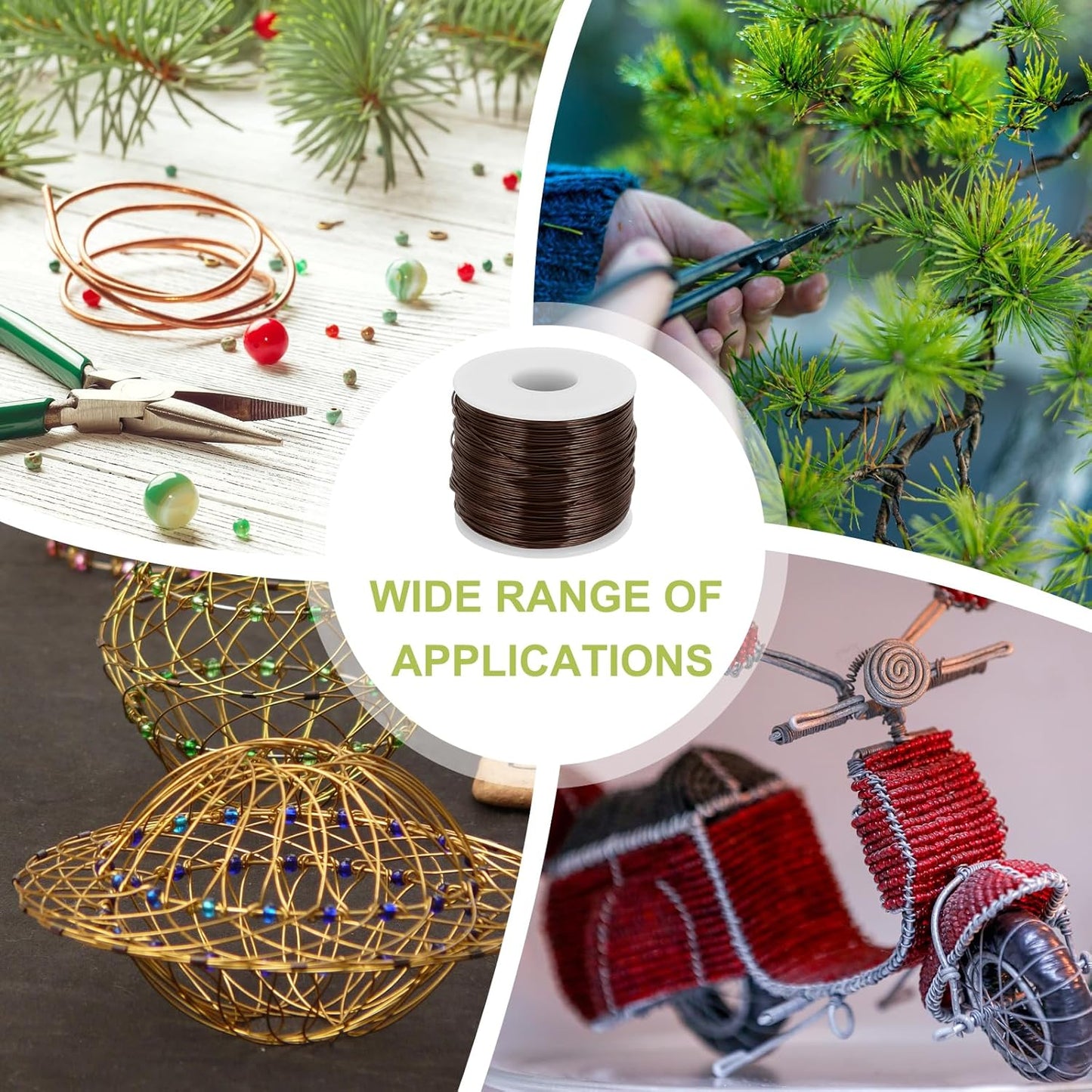 MECCANIXITY 18 Gauge Anodized Aluminum Craft Wire Bendable Bonsai Training Wire 492 Feet 1mm for Sculpting Crafts Wreath Floral Beading Jewelry Making, Brown