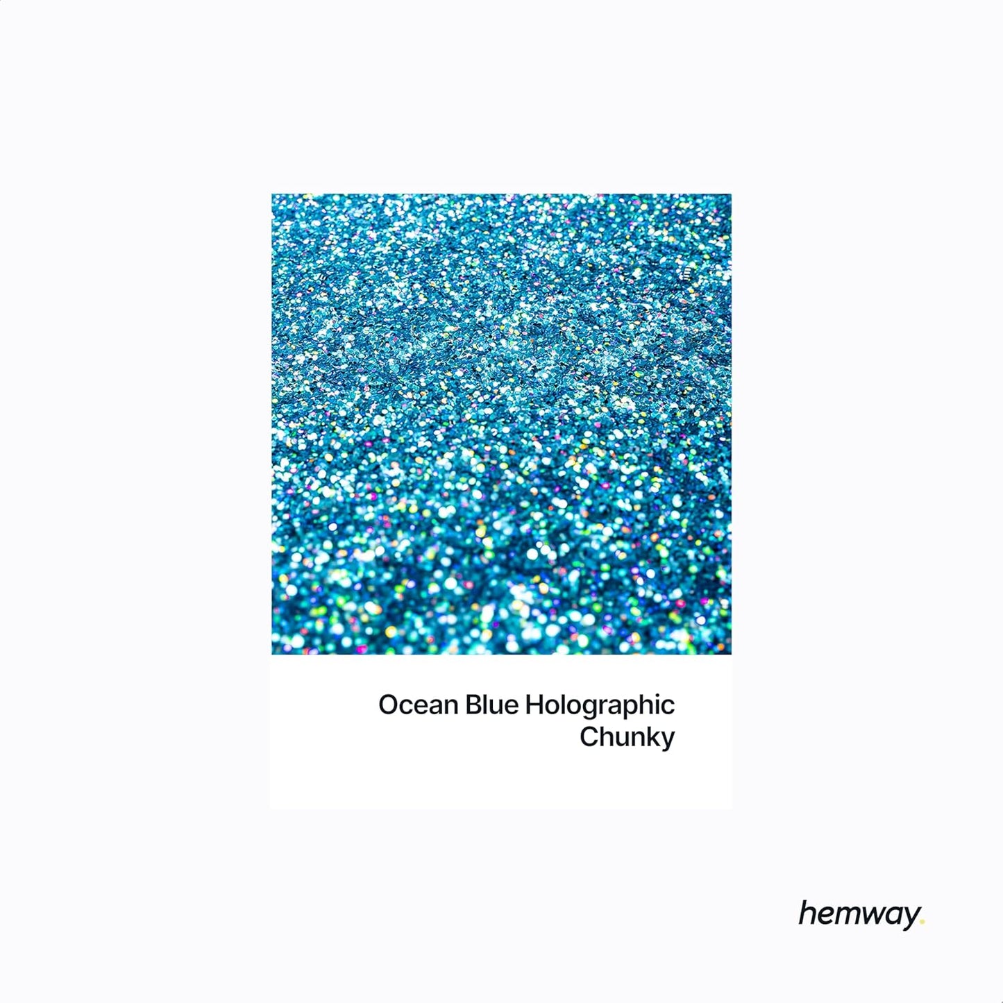 Hemway Polyurethane & Epoxy Resin Glitter 100g / 3.5oz Metallic Crystal Flake Additive for Flooring Jewelry Tumblers Glass Pigment - Chunky (1/40" 0.025" 0.6mm) - Ocean Blue Holographic