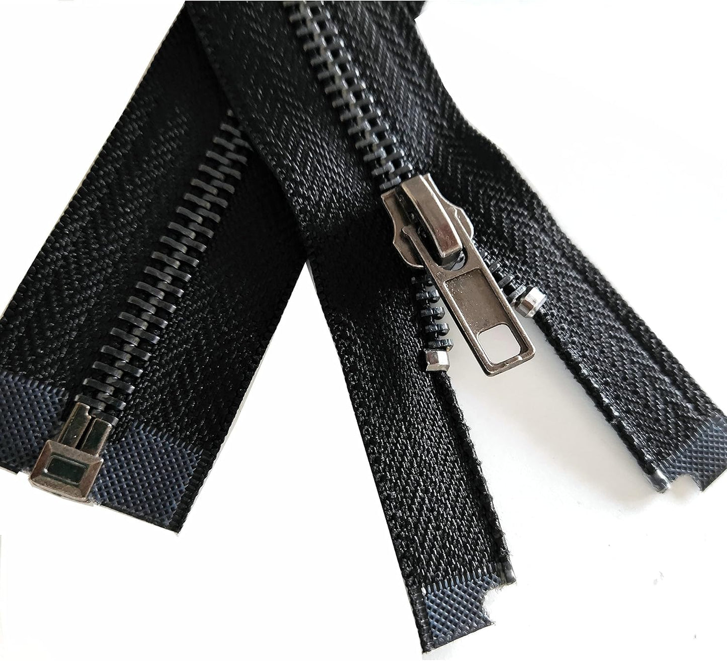 Leekayer Zipper #5 24 Inch Separating Zipper Black Nickel Metal Zipper 60 cm Zipper for Sewing Bag Crafts Jacket Zipper Repair Coats Bulk 2pcs