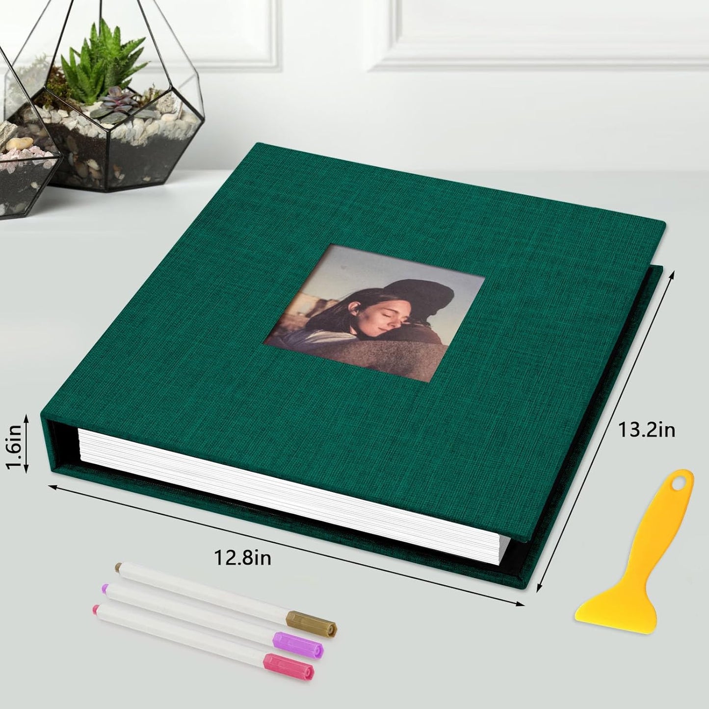 Zesthouse 18 In Photo Album Self Adhesive with Picture Display Window, 3-Ring Scrapbook Albums 60 Pages Holds 10x12 8x10 5x7 4x6 Photos, DIY Photo Book Ideal Gift for Family Wedding Baby
