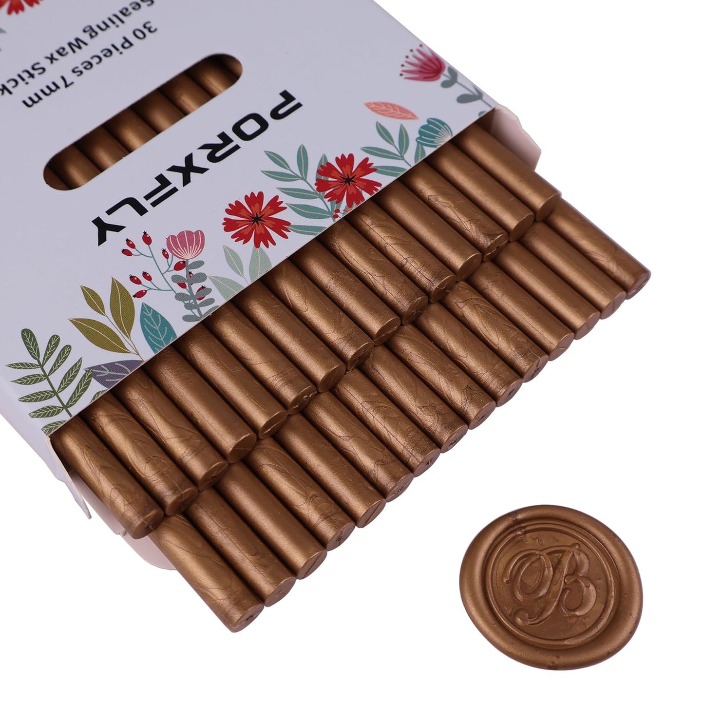 30 Pieces 7mm Sealing Wax Sticks for Glue Gun,PORXFLY Mini Wax Seal Sticks Great for Seals Stamp,Cards Envelopes,Wedding Invitations,Gift Wrapping,Wine Packages (Bronze)