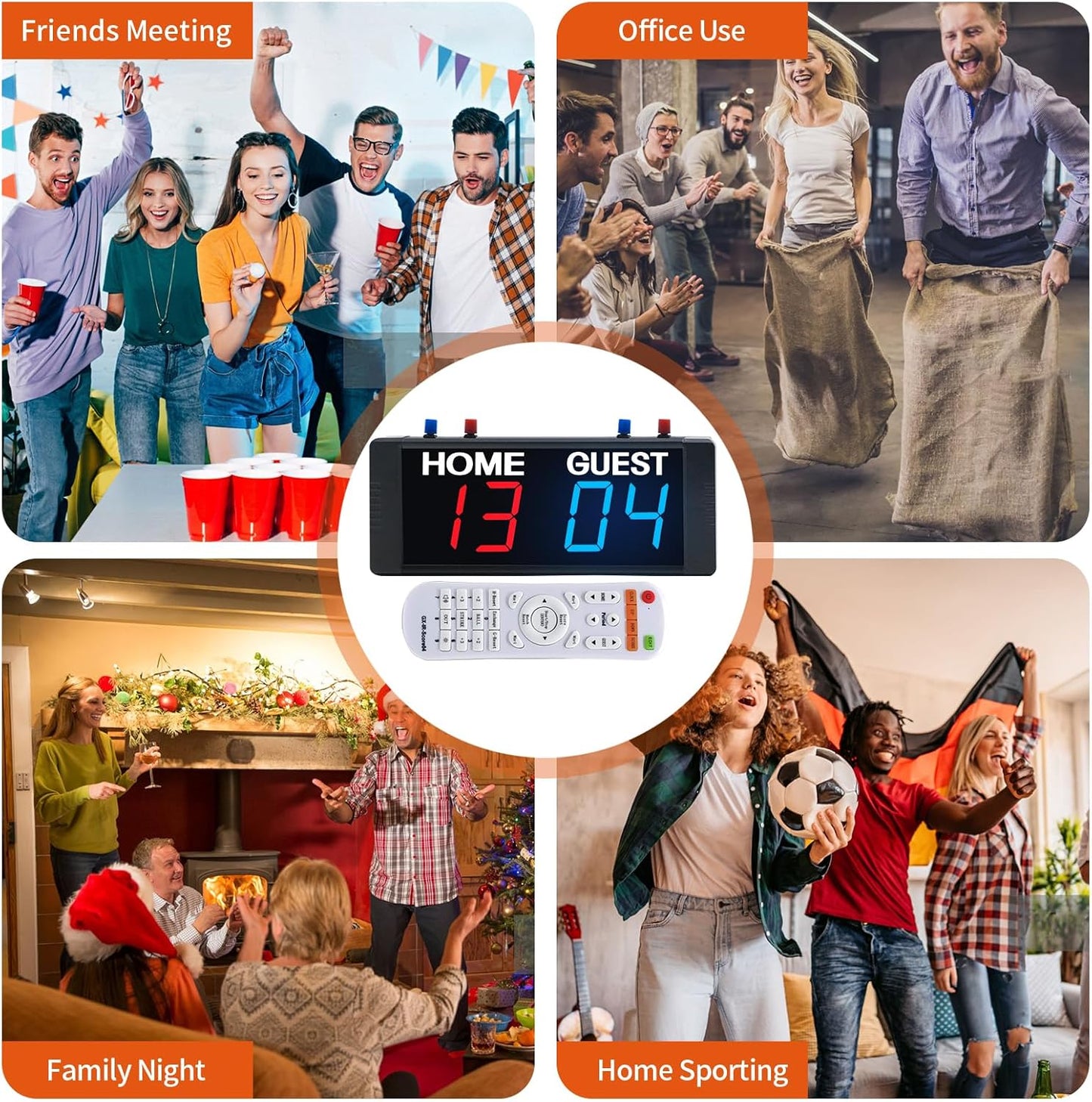 YZ Battery Powered Scoreboard Clock Timer with Buttons, Portable Digital Scoreboard with Remote, Electronic Scoreboard with Stand, Cornhole Score Keeper for Outdoor Yard Games/Shuffleboard/Pickleball
