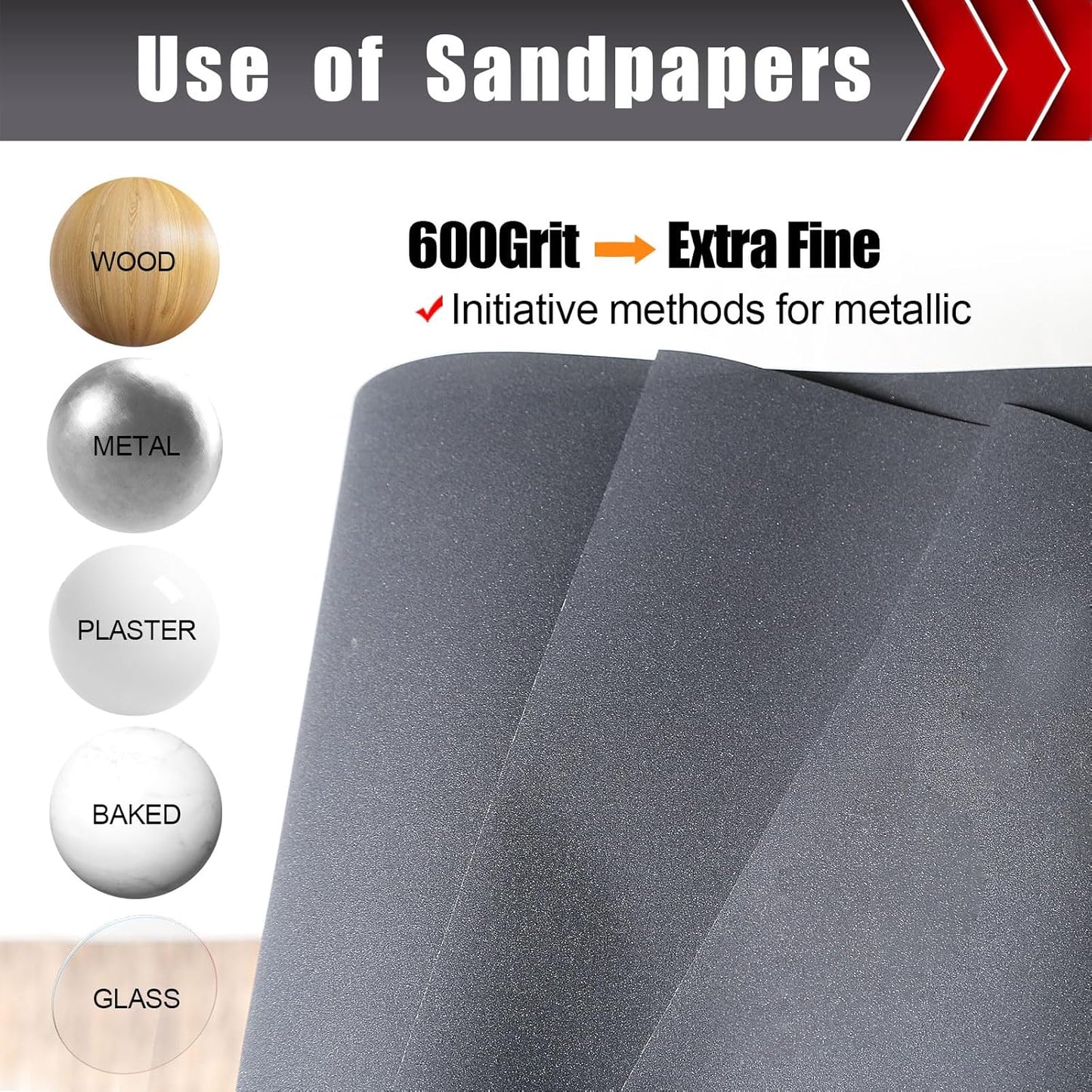 600 Grit Sandpaper, Wet Dry Sandpaper for Wood Metal Hand Sander Sand Paper Sandpaper Sheets Sandpaper Set Cut for Use 9"" x 11""/12 Sheets
