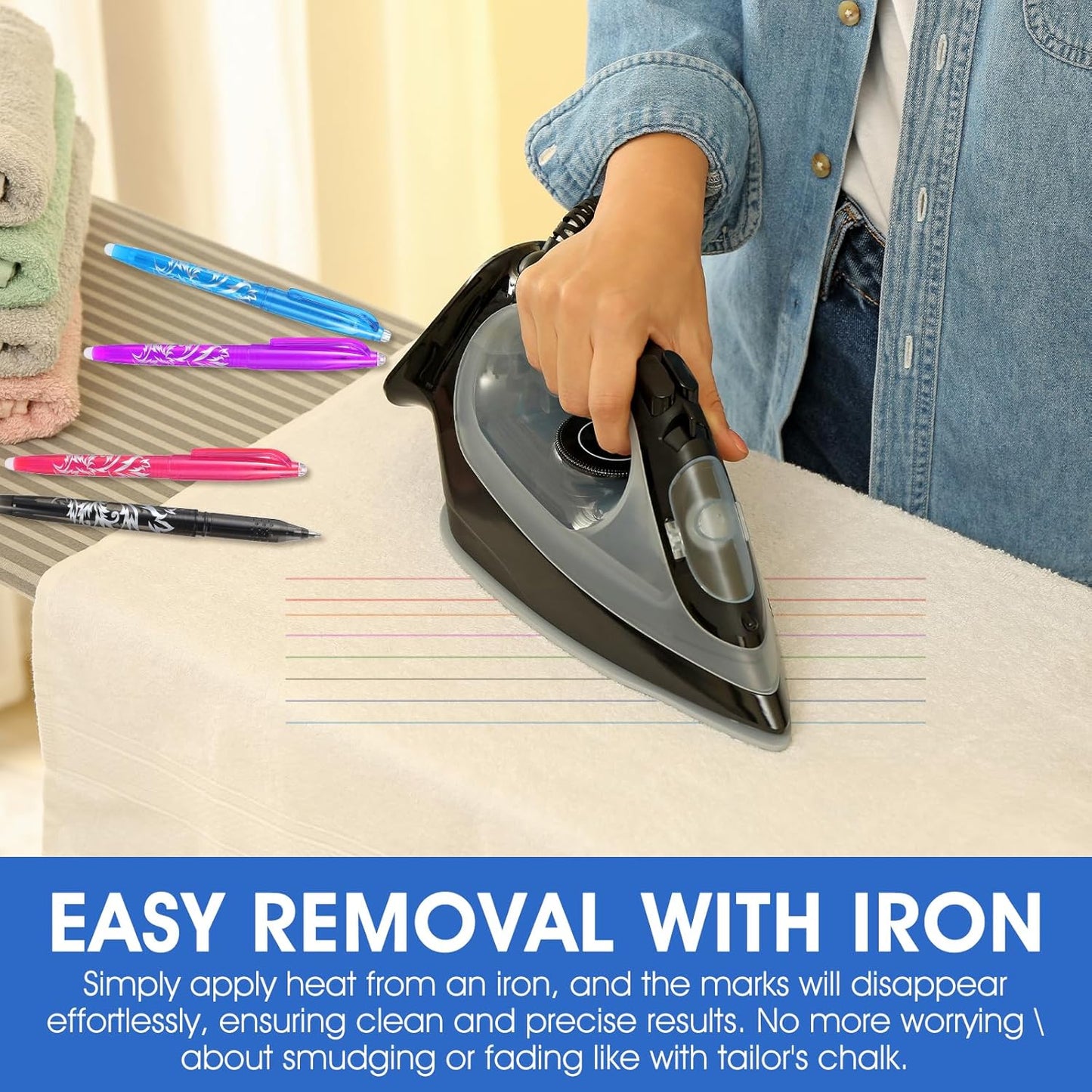 12pcs Heat Erasable Pens for Fabric, Fabric Marking Pens Fabrics Markers No Ghost Lines, Disappearing Ink for Precise Marking for Quilting Sewing Embroidery DIY Dressmaking Fabrics Tailors Chalk