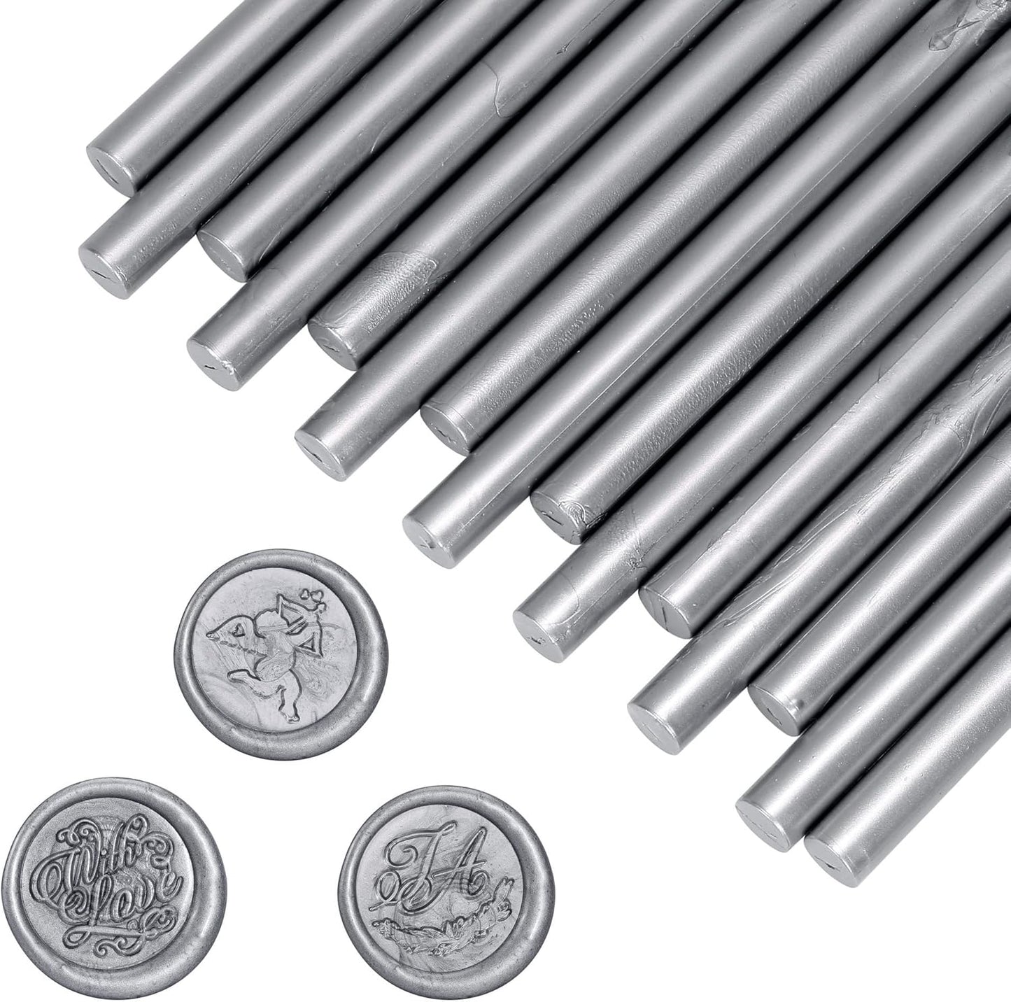 Yoption 15 Pieces Glue Gun Sealing Wax Sticks for Wax Seal Stamp, Great for Wedding Invitations, Cards, Envelopes (Silver)