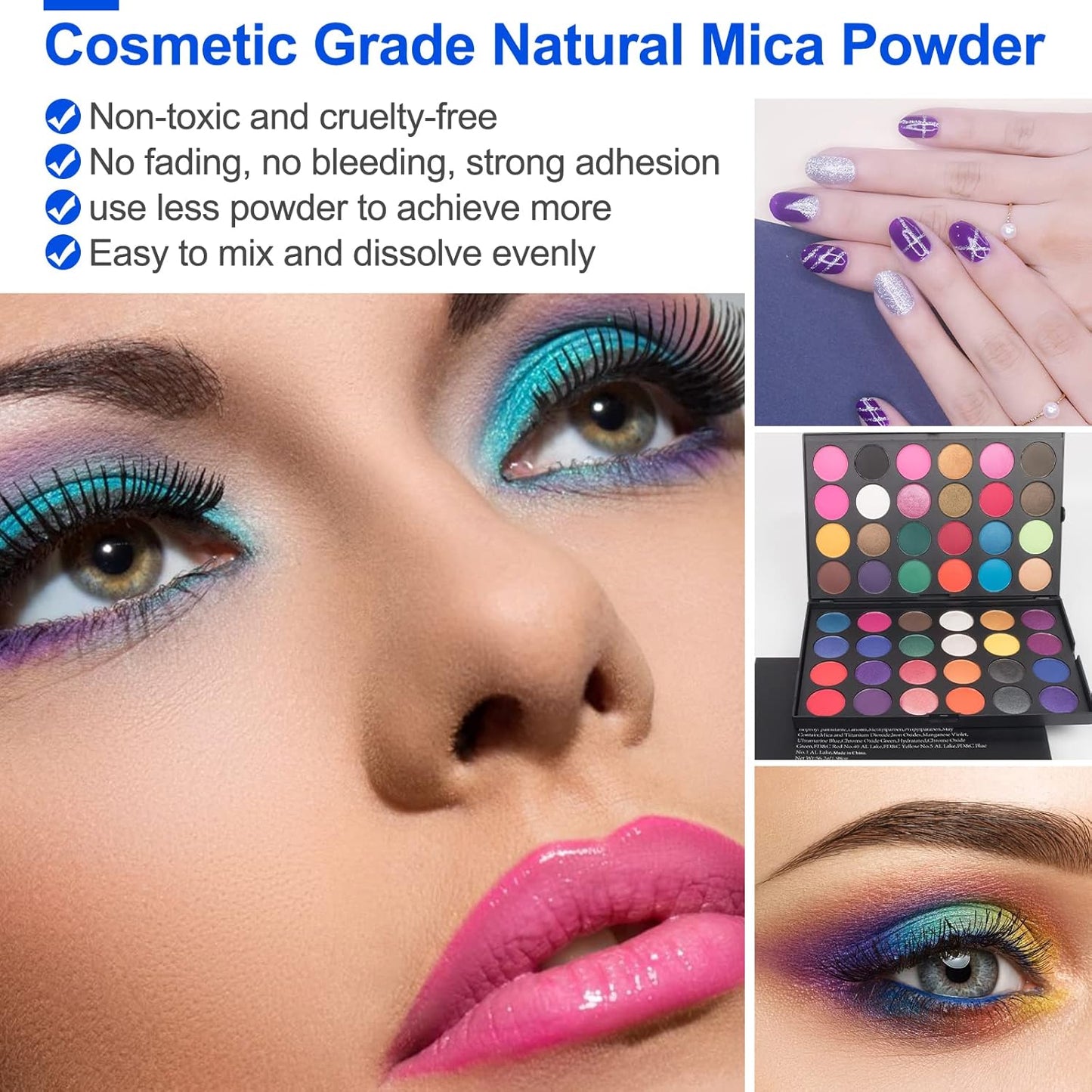 Mica Powder,7.05OZ（200g）,Blue Green Mica Powder Pigment for Epoxy Resin，Lip Gloss，Car Paint，Dye，Soap Making，Nail Polish,Epoxy Resin,Candle Making,Bath Bombs